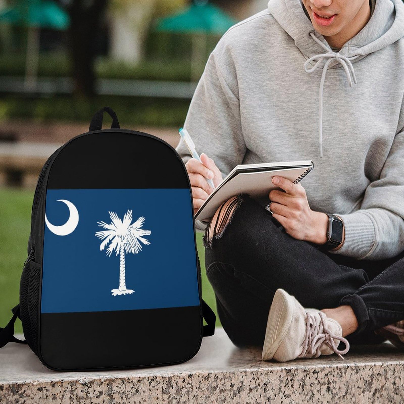 IOEDTHBJ South Carolina Flag Backpack - 17 Inch Laptop Backpack for Men & Women, 3D Printed School & Travel Computer Bag - Perfect for College, Work & Outdoor Adventures