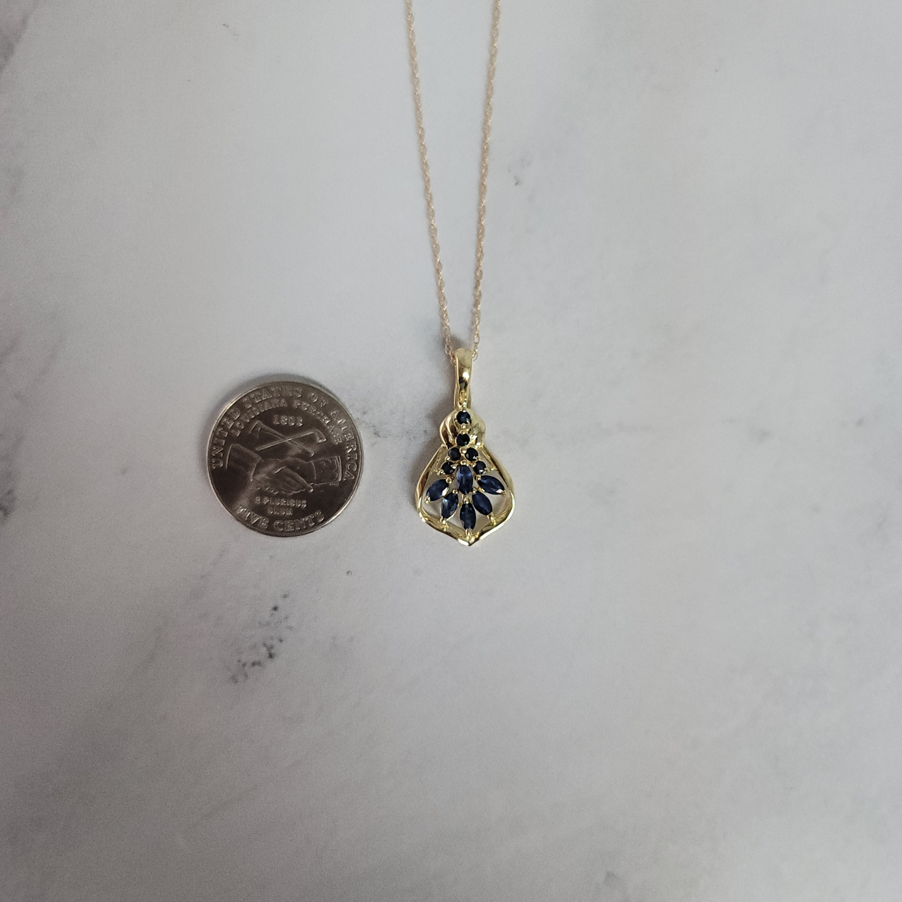 Elegant Sapphire Marquise Cluster Necklace for Women | 14K Gold Plated Pendant | Perfect for Weddings, Anniversaries & Special Occasions