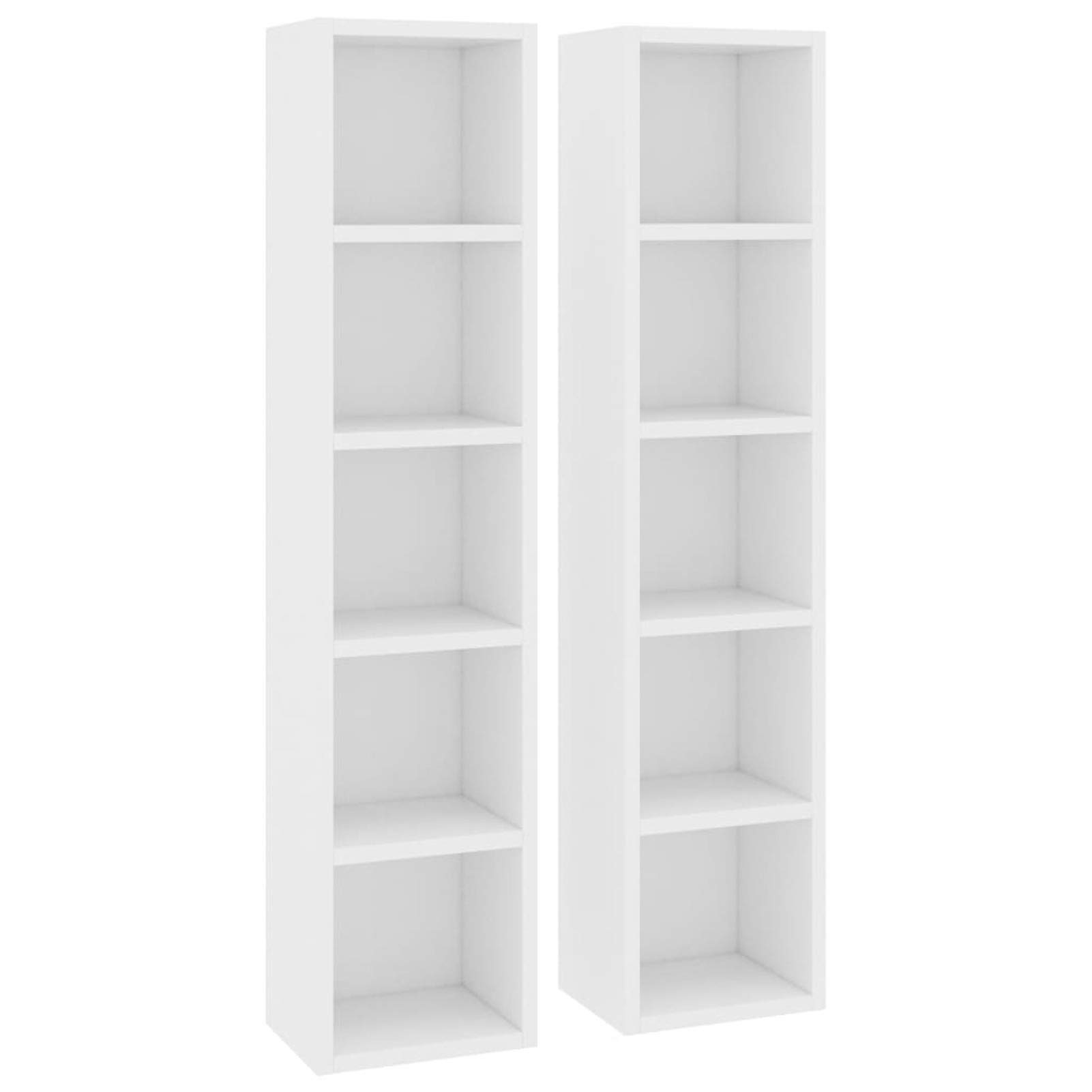 Bounv 2-Piece White CD/DVD Storage Cabinet - 21 x 16 x 93.5 cm Compact Media Organizer for Living Room, Office & Home Theater | CD/DVD Shelf Unit with Adjustable Shelves