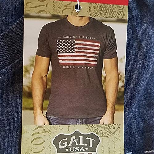 GALT USA Signature Men's Graphic Tee T-Shirt - Printed Flag Heather Navy - Medium Size - Casual Wear & Street Style Fashion for Everyday Comfort