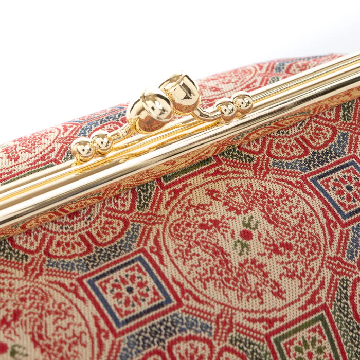 Authentic Kyoto Nishijin Silk Small Pouch - Exquisite Dragon & Floral Design in Red | Japanese Handmade Cosmetic & Makeup Bag | Gamaguchi Style Travel Toiletry Organizer | Perfect for Stationery, Purse Organization & Daily Essentials