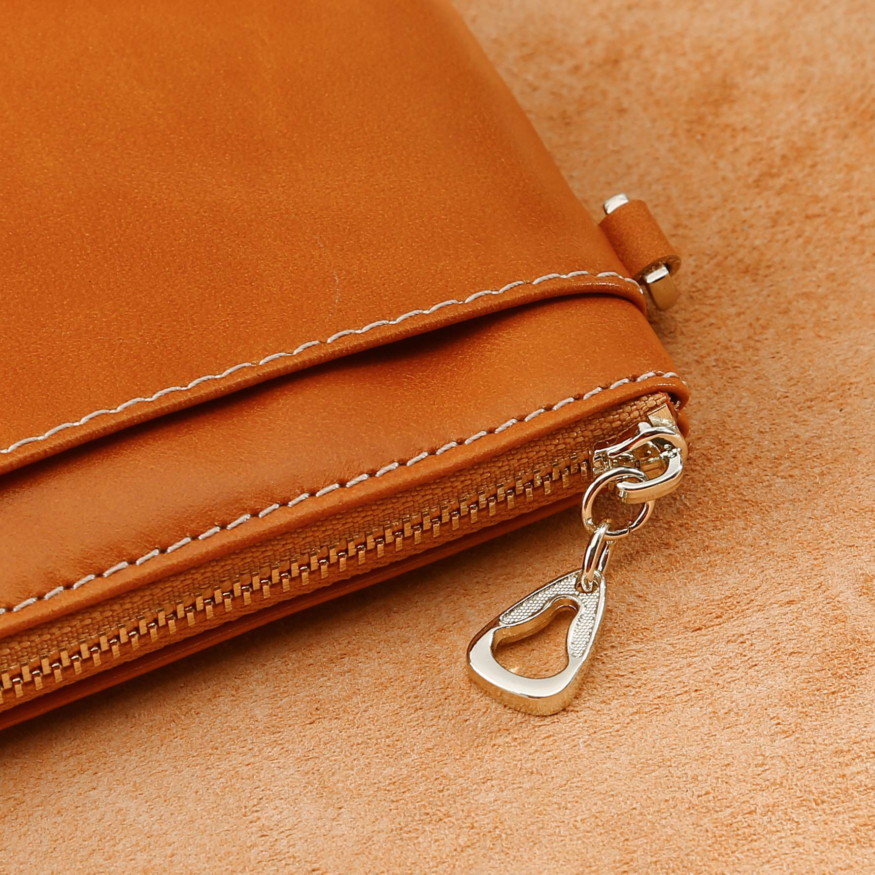 Women's Orange Leather Wristlet Clutch Wallet with Detachable Strap - Fashionable Crossbody Purse for Evening Parties, Shopping & Daily Use