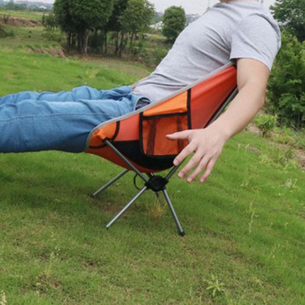 Portable Backpack Folding Chair for Camping, Fishing, Hiking, Travel, Picnic - Lightweight & Compact Outdoor Chair for Beach, Park, Concert, Sports Events (Orange)