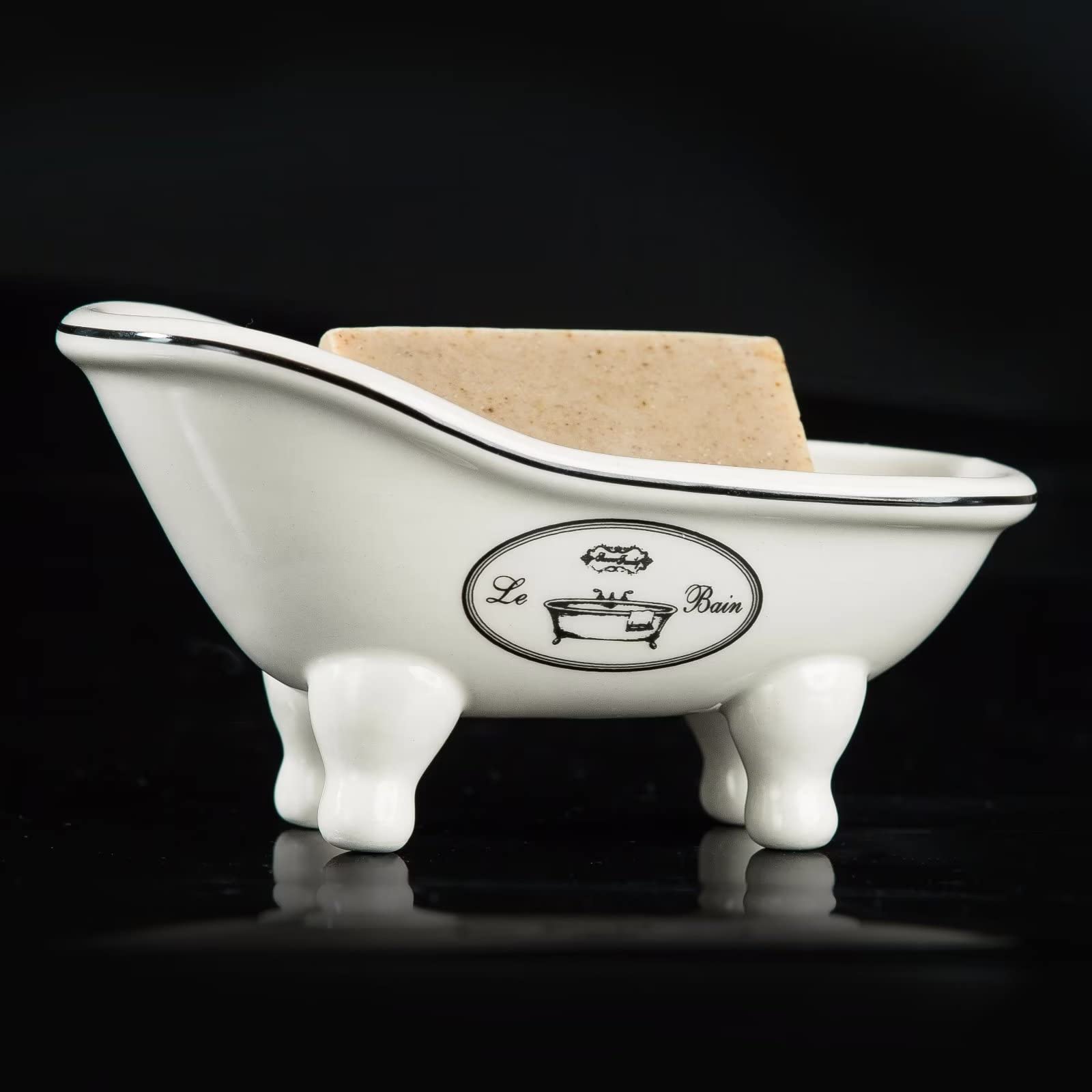 Vintage Ceramic Clawfoot Soap Dish for Bathroom Decor - 5.6