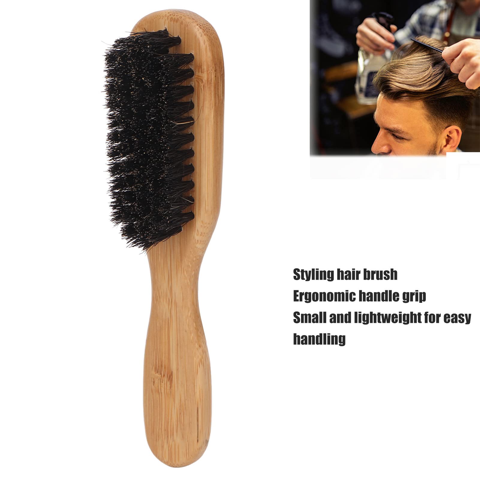 Men's Wooden Beard Brush - Soft Bristles & Bamboo Handle for Home & Travel
