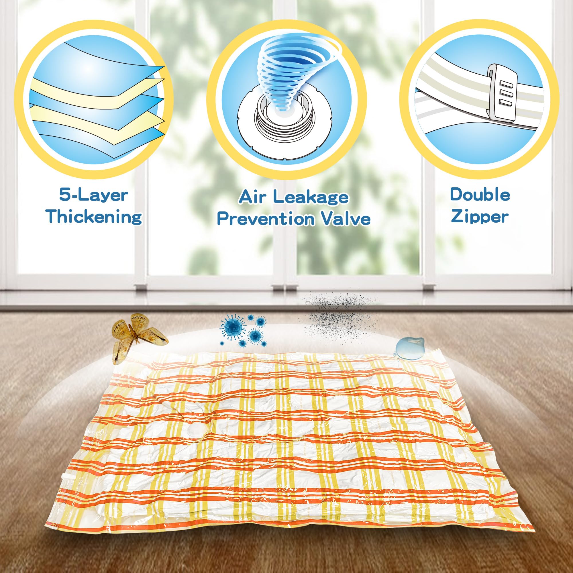 10 Medium Vacuum Storage Bags - Space Saving Clothes Storage Bags for Clothes, Comforters, Blankets & Bedding | Reusable & Airtight for Travel, Moving & Seasonal Storage (10 Pack)