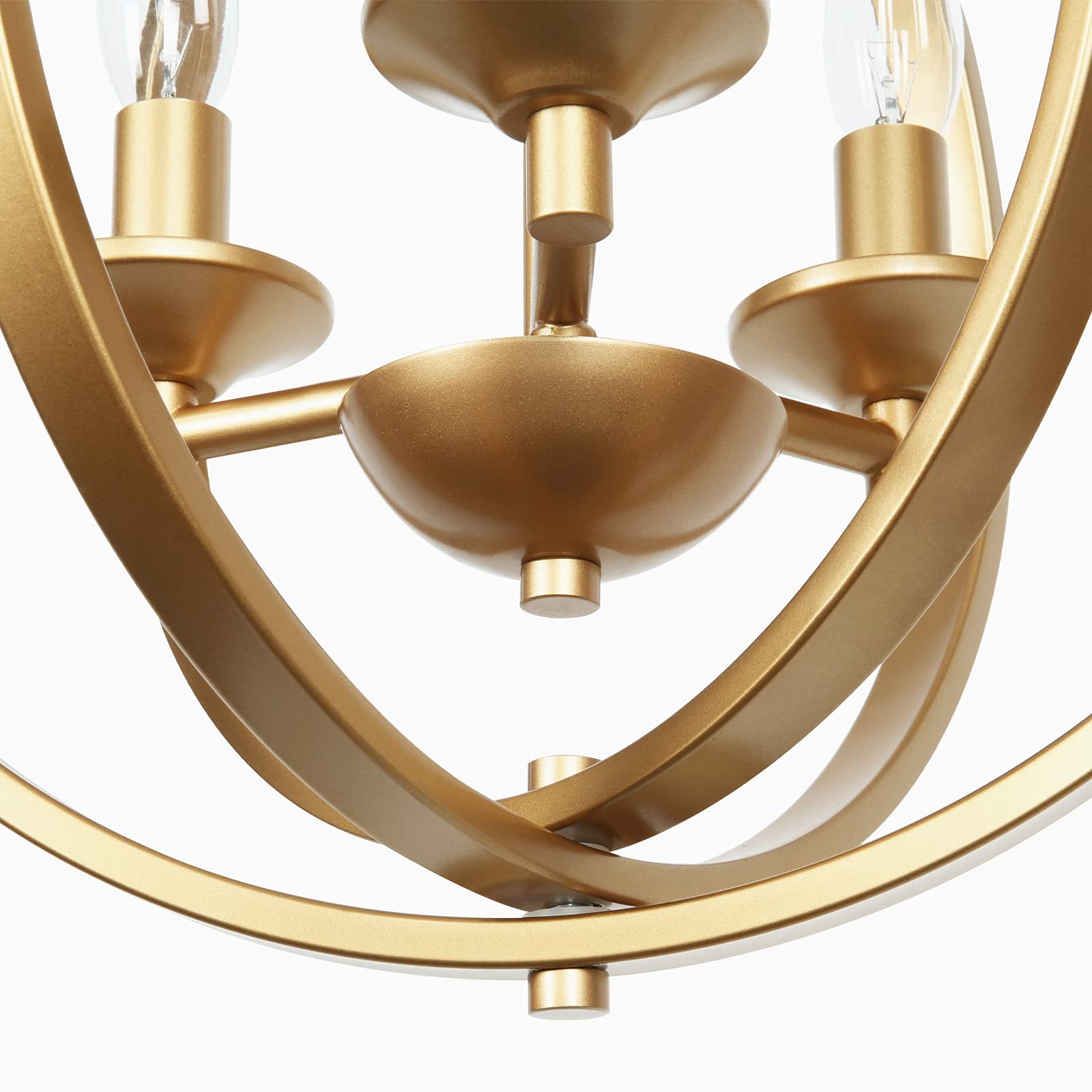 T&A Gold Orb 3-Light Chandelier - Modern Adjustable Globe Pendant Light Fixture with Orbit Rings for Dining Room, Bedroom, Foyer & Living Room | Elegant Ceiling Lighting for Home Decor & Interior Design