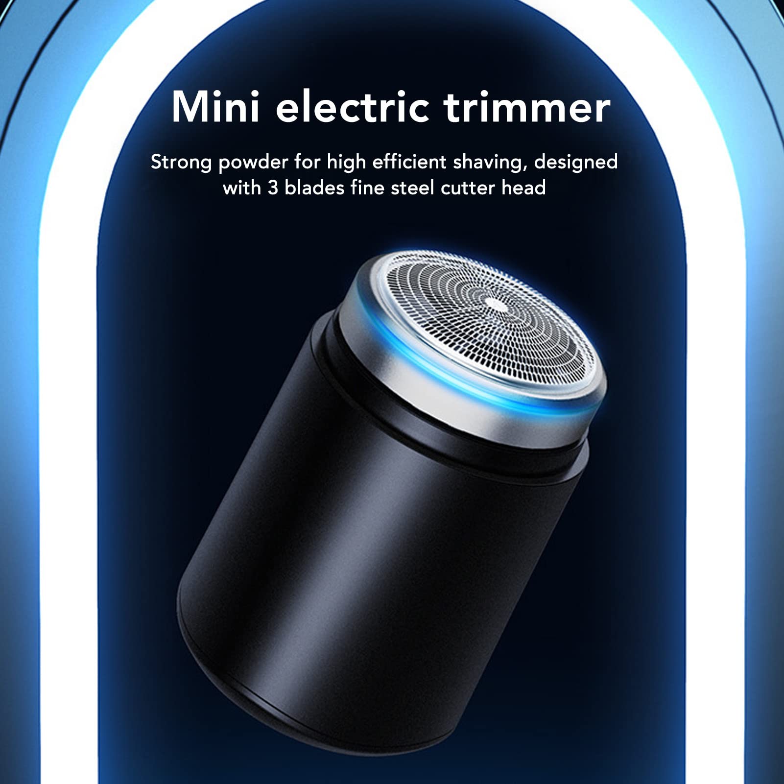 Premium Mini Electric Shaver for Men - Rechargeable Travel Razor with 3 High-Power Steel Blades, Waterproof & Washable Rotary Shaver with Cleaning Brush - Perfect for Home, Office & Business Trips