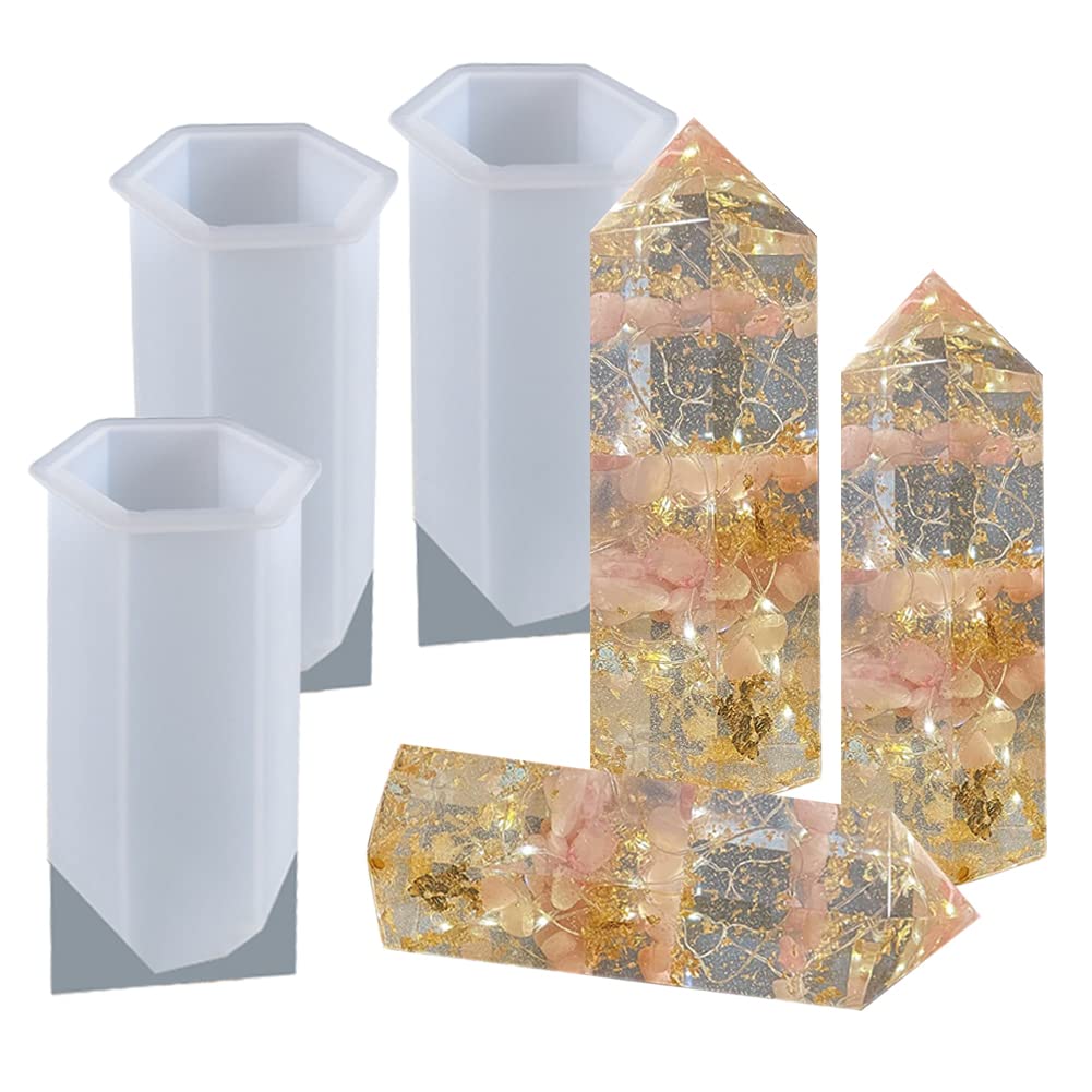 3pcs Pyramid Silicone Molds for Epoxy Resin - Crystal Tower Resin Molds in Different Sizes, DIY Candle & Flower Molds - Perfect for Home Decor, Jewelry Making, and Craft Projects