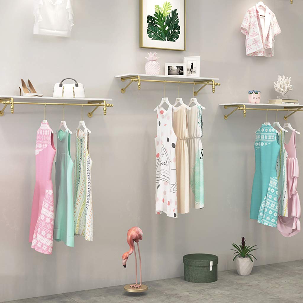 White Floating Shelf with Clothes Rod - Wall Mounted Clothing Display Rack, Garment Rack & Coat Rack with Storage Shelf (80x40cm) - Perfect for Bedroom Closet Organization, Entryway Storage & Boutique Display