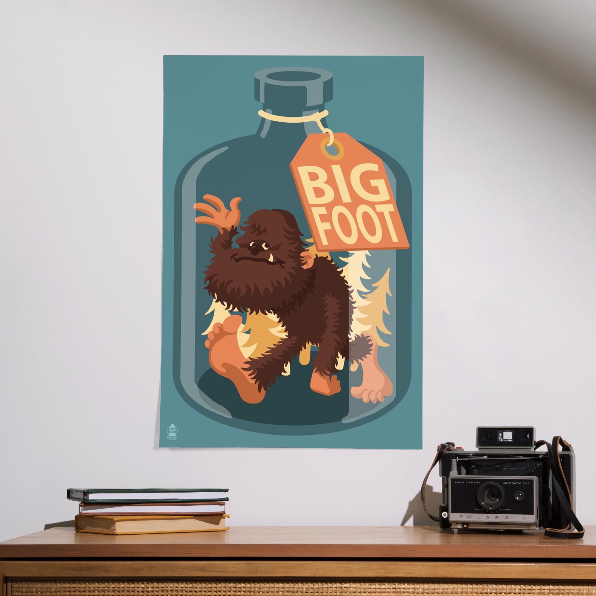 Lantern Press 16x24 Inch Giclee Art Print - Bigfoot in a Bottle Wall Decor | Premium Canvas Artwork for Living Room, Bedroom & Office