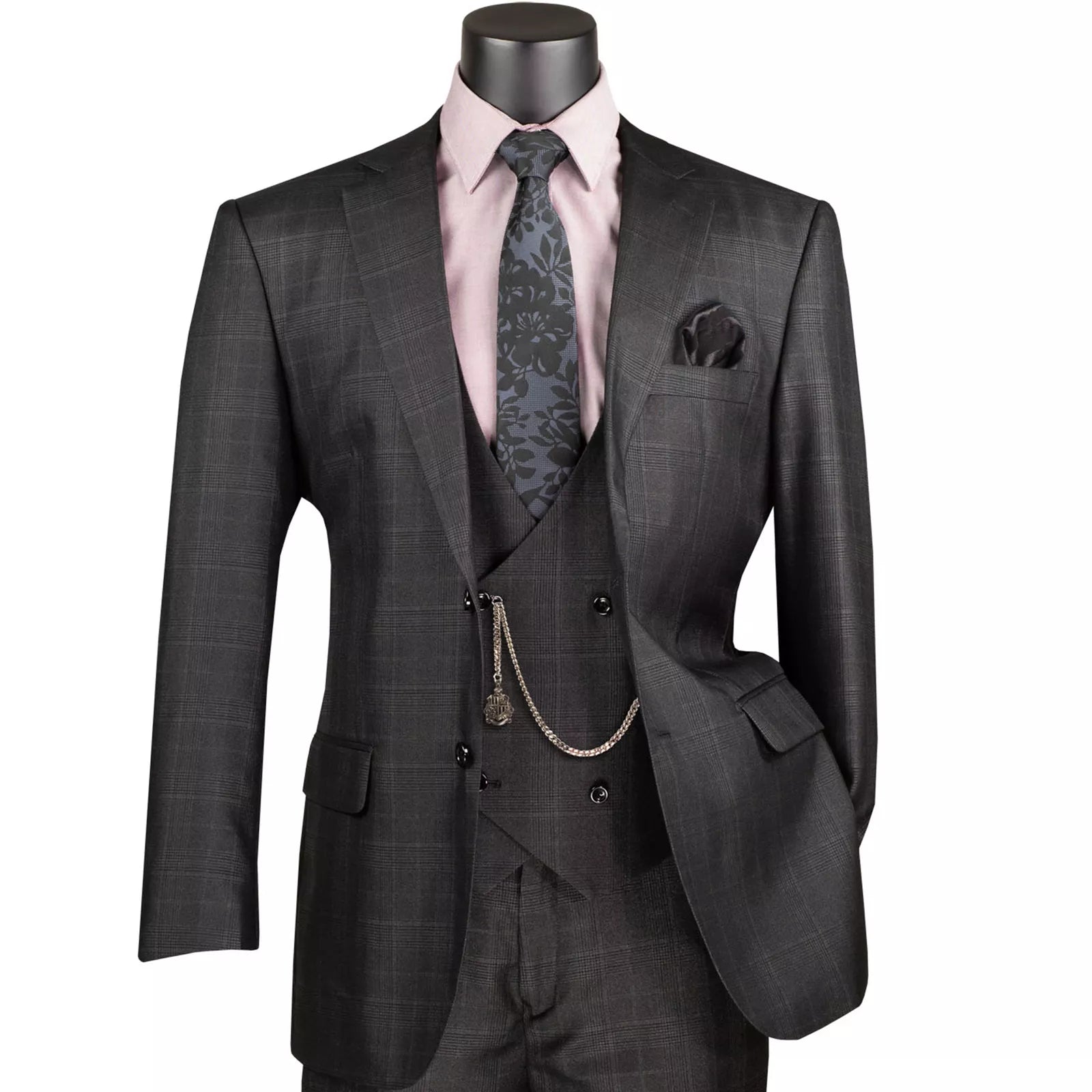 Men's Regular Fit 3-Piece Suit in Black - Formal Business Attire for Weddings, Office & Special Occasions