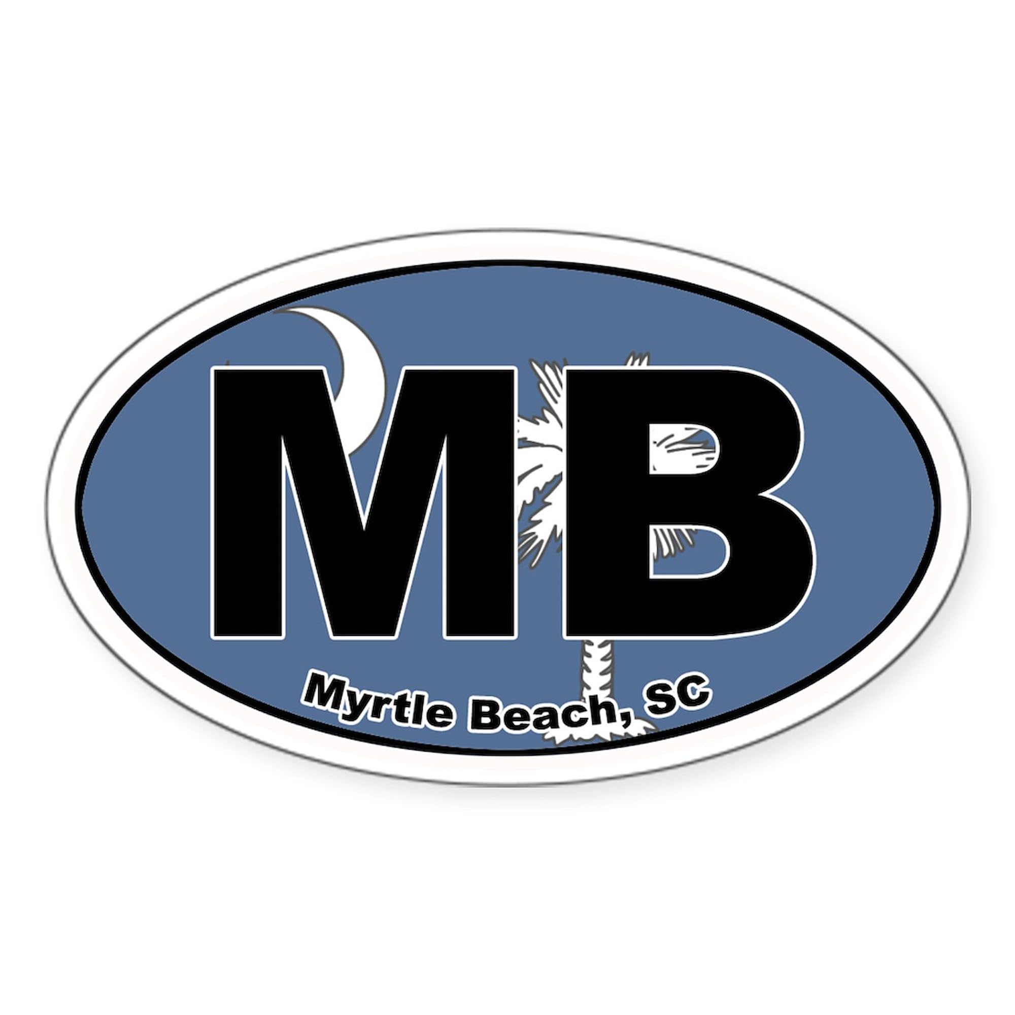 Myrtle Beach SC Oval Car Bumper Sticker - Waterproof Vinyl Decal for Cars, Laptops, Windows - Perfect for Beach Lovers & Travel Souvenirs