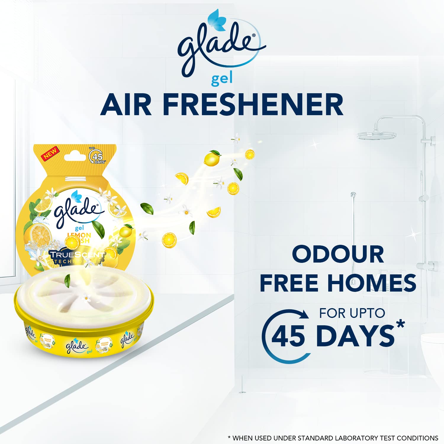 Glade Gel Air Freshener - 75g Lemon Scent | Long-Lasting Home & Car Odor Eliminator | Bathroom, Kitchen, Office & Closet Freshener Gel