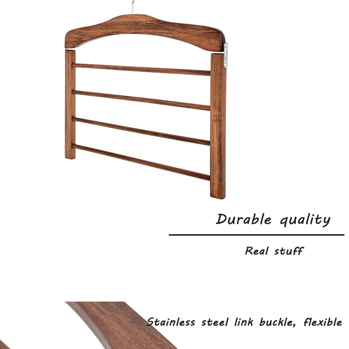 Wooden 4-Tier Pant Hanger - Space Saving Closet Organizer for Jeans, Pants, Scarves & Towels (2 Pack, Brown) - Perfect for Bedroom, Closet & Laundry Room Storage