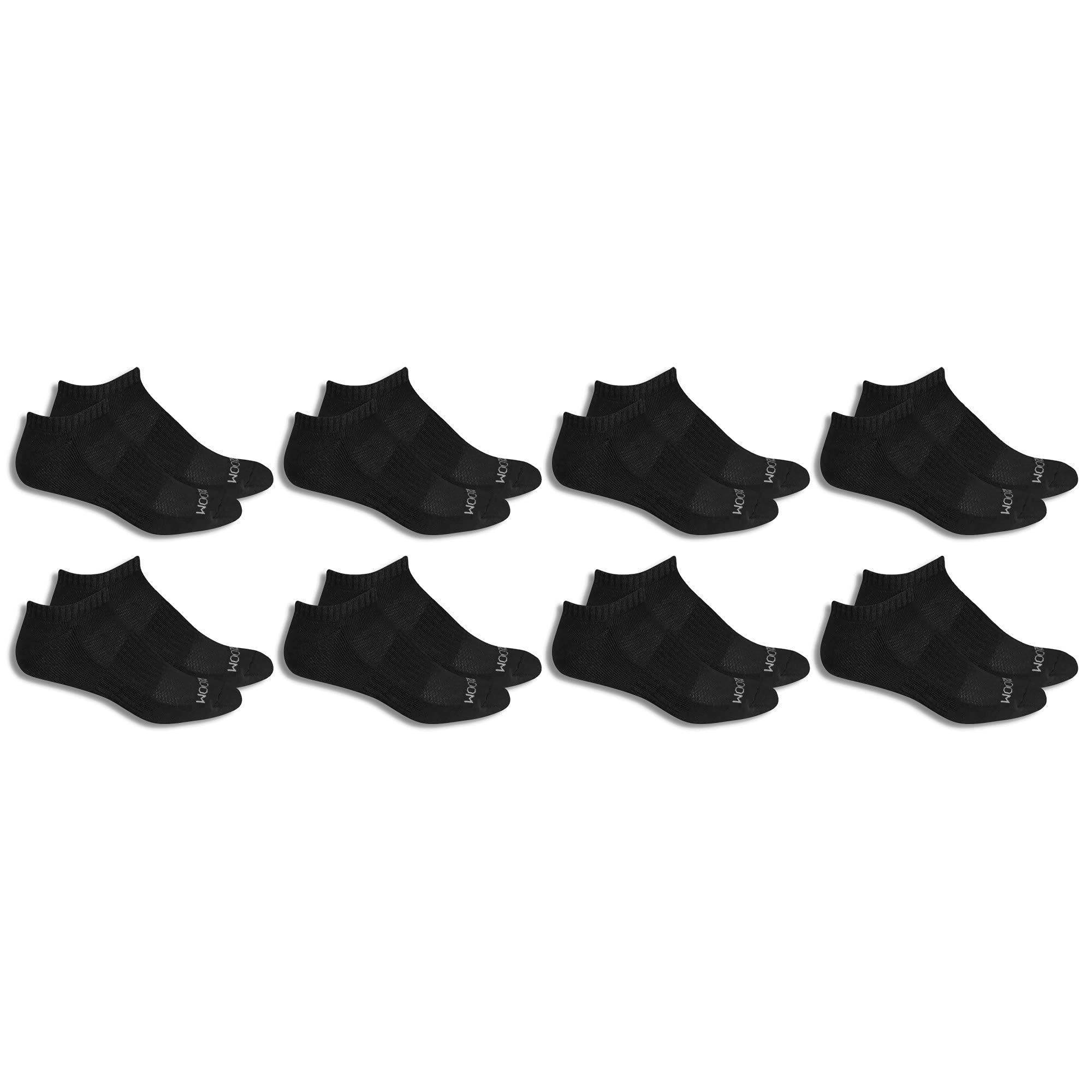 Fruit of the Loom Men's Breathable No Show Socks 8-Pack - Size 6-12, Black - Comfortable Invisible Socks for Casual Wear, Sports & Daily Use