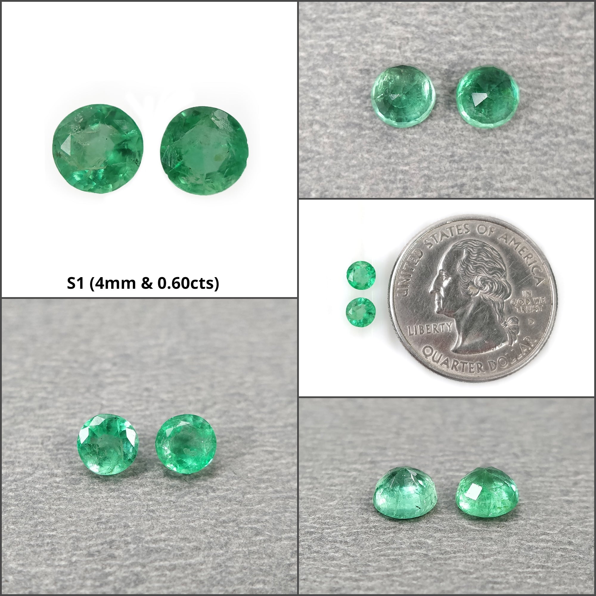 Natural Untreated Green Emerald Gemstone Round Cut Pairs for Jewelry Making - Perfect for Rings, Earrings & Necklaces