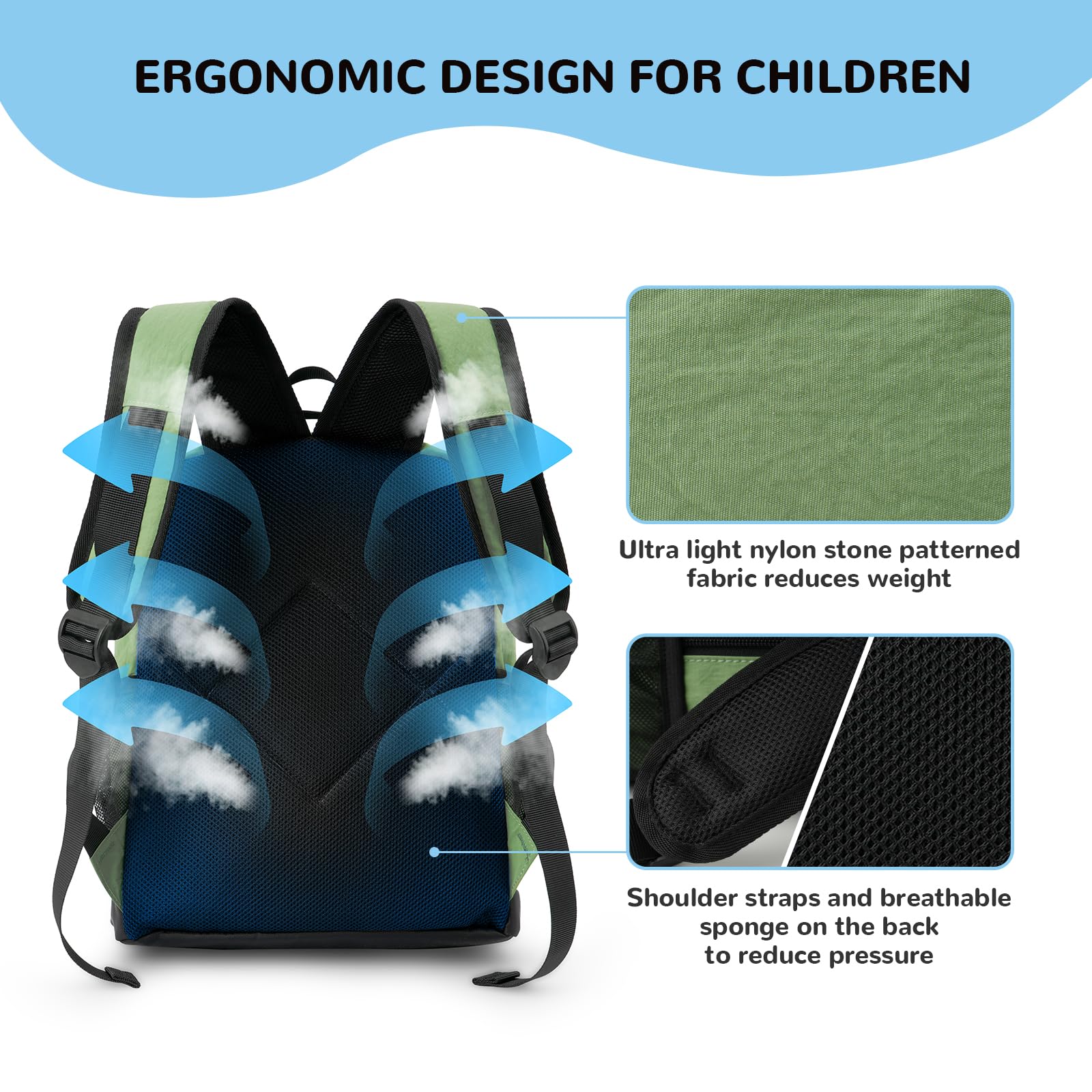 10L Small Lightweight Kids Backpack for Boys & Girls Ages 3-9 - Waterproof Mini Daypack for School, Travel, Hiking & Outdoor Activities - Army Green