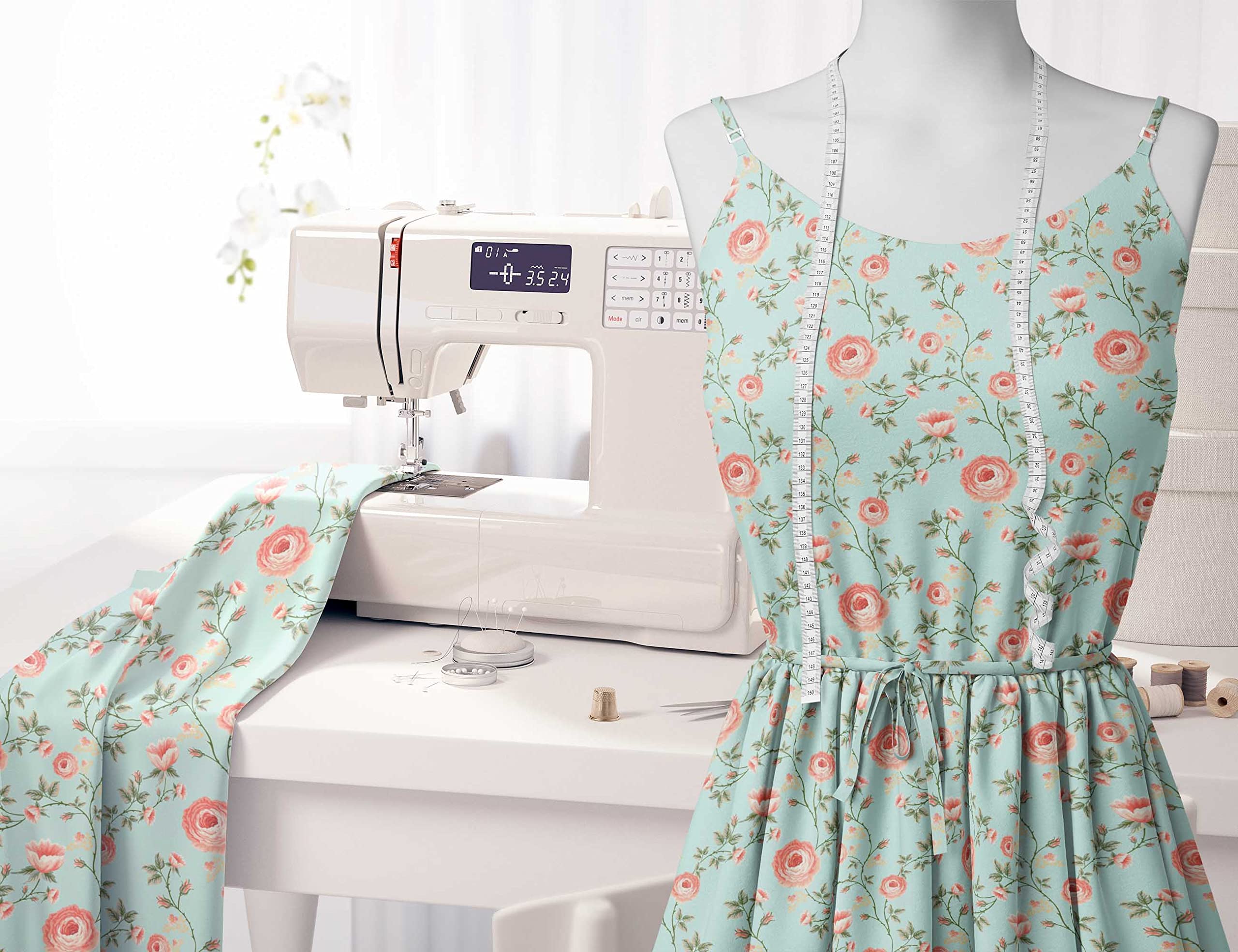 Soimoi Moss Georgette Brown Floral Fabric by The Yard - 42 Inch Wide Printed Fabric with Delicate Flower & Leaf Patterns for Dresses, Curtains, DIY Crafts & Home Decor Projects - Lightweight & Romantic Material