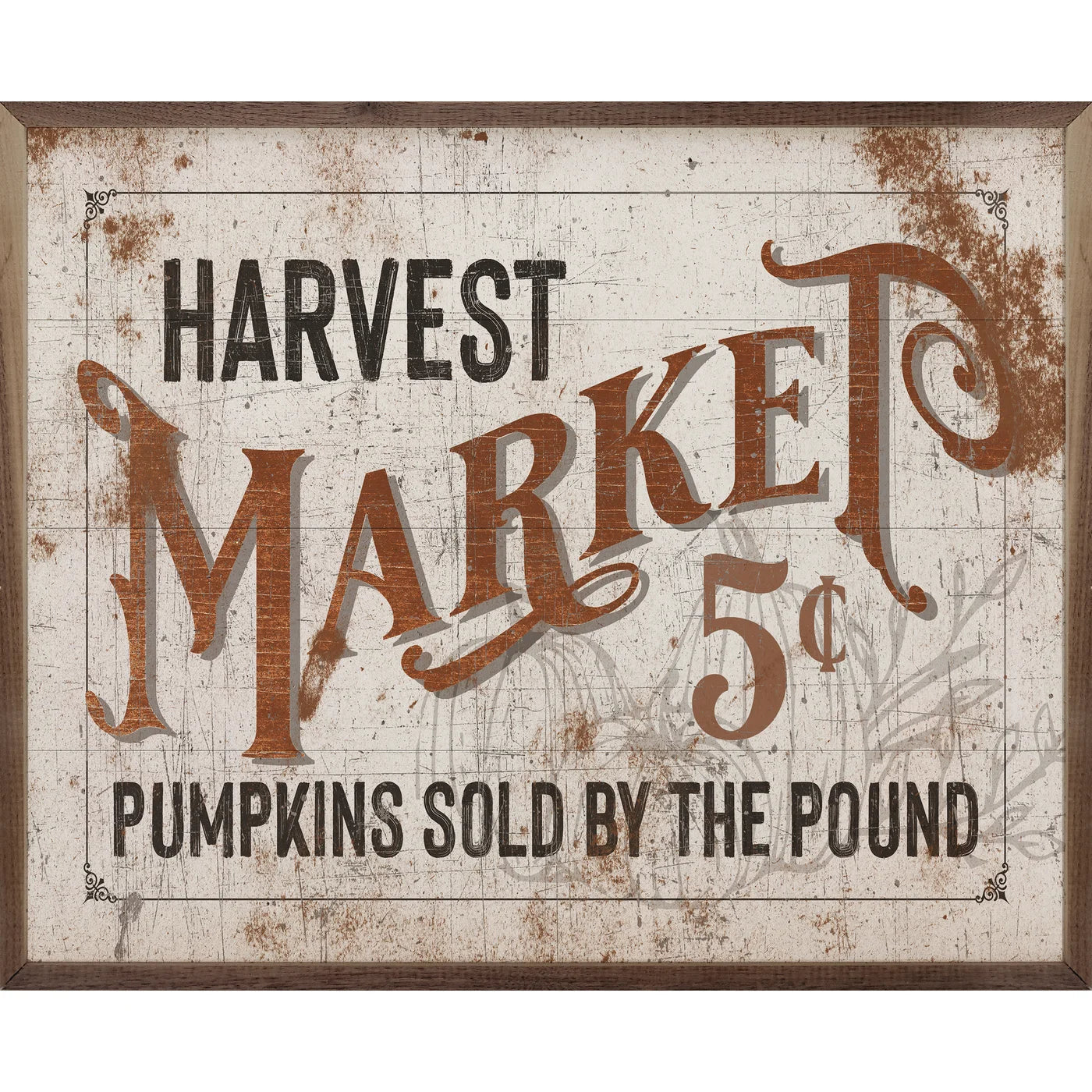 Harvest Market 5 Cents Vintage Wood Framed Wall Art Print - Perfect for Farmhouse, Rustic & Country Home Decor
