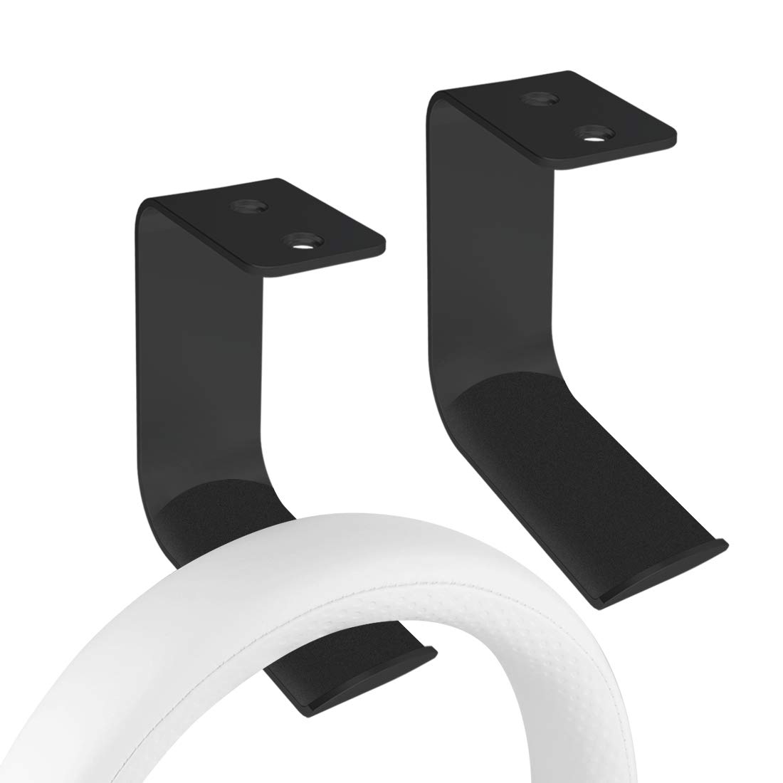 Geekria Aluminum Headphone Wall Mount Holder - 2 Pack Black, Compatible with Bose Sony Beyerdynamic AKG ATH Sennheiser JBL - Perfect for Gaming Headsets & Over-Ear Headphones Display in Home Office or Studio