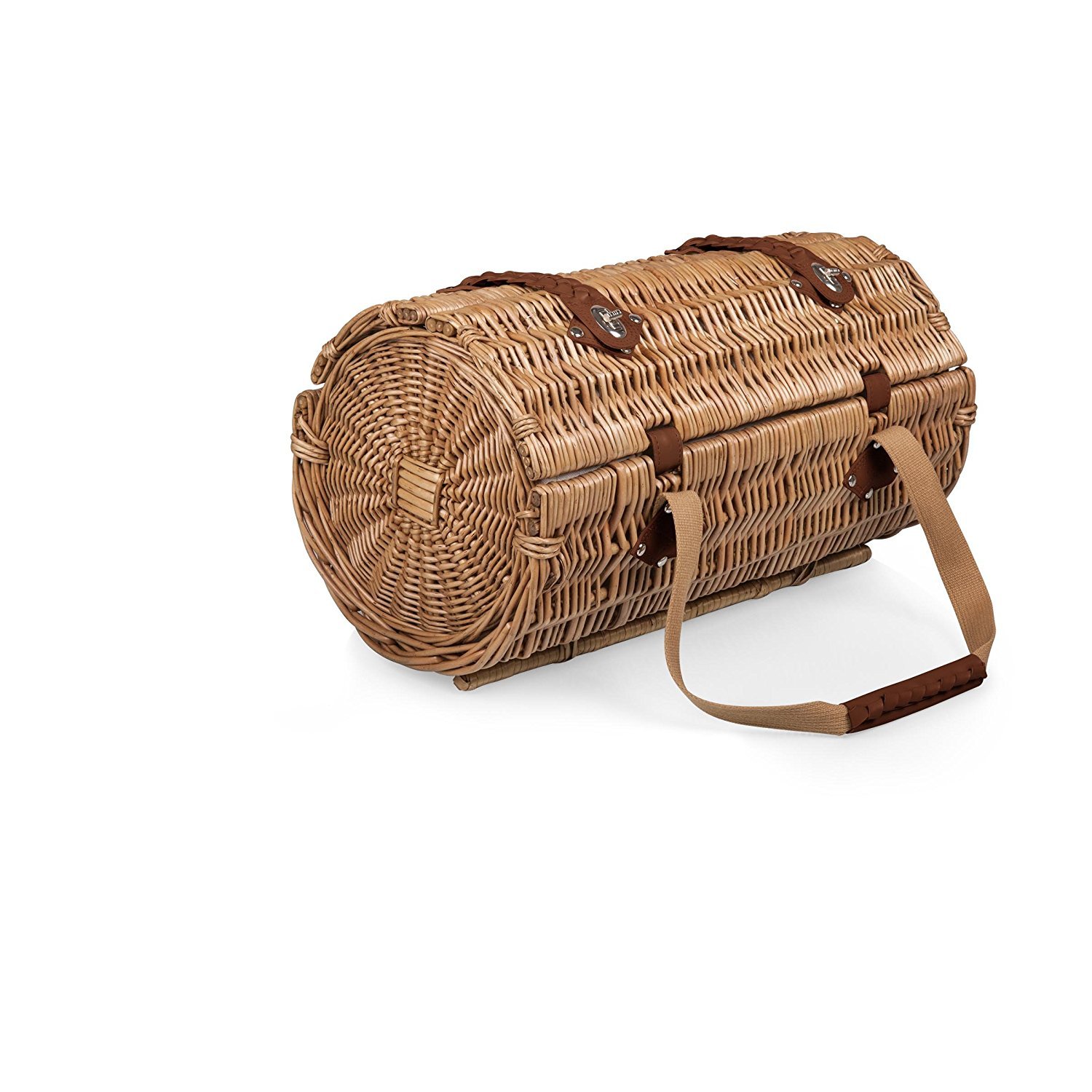 PICNIC TIME Verona Wine & Cheese Picnic Basket - Wicker Wine Tote with Picnic Set (Adeline Collection - Deep Purple Coral Pattern) - Perfect for Outdoor Picnics, Romantic Dates & Wine Tasting Events