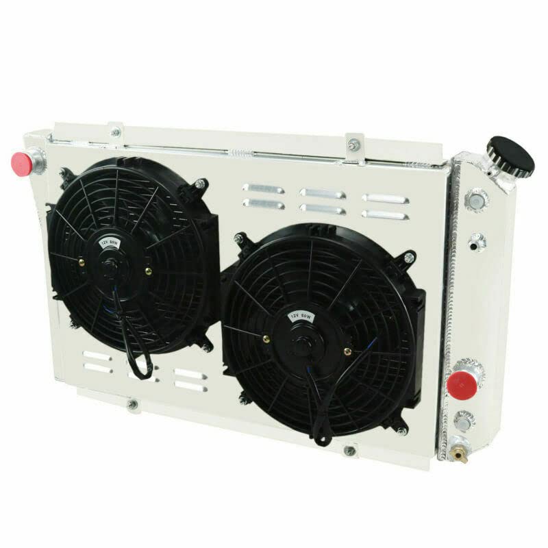 High-Performance 4-Row Aluminum Radiator for 1982-2002 Chevy S10 S-10 Blazer L4 V6 & 1984-1990 Chevy Corvette 5.7L V8 - All Aluminum Construction with Fan Shroud & Relay Kit - Perfect for Engine Upgrades and Off-Road Adventures