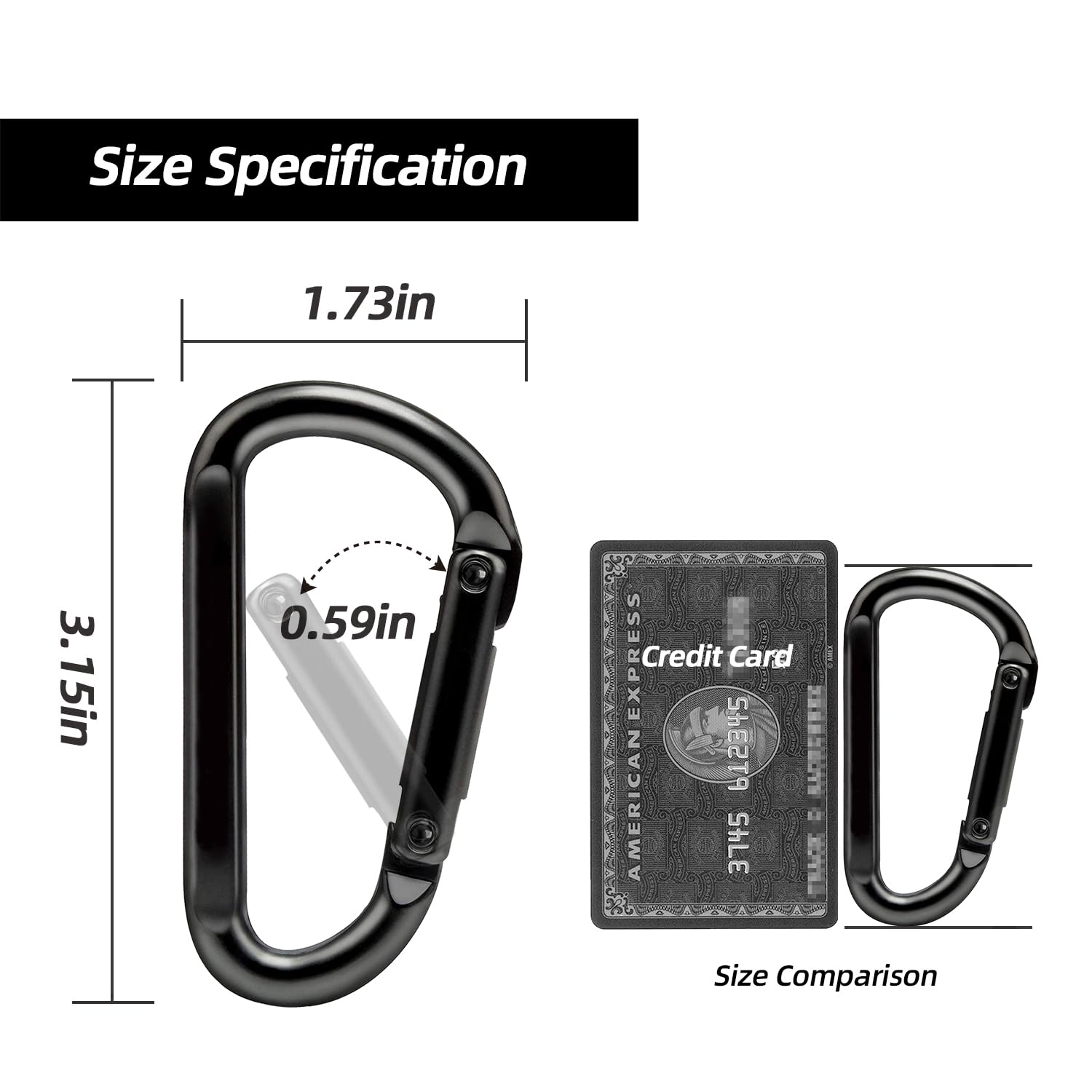 Heavy Duty 860lbs Carabiner Clip - 3