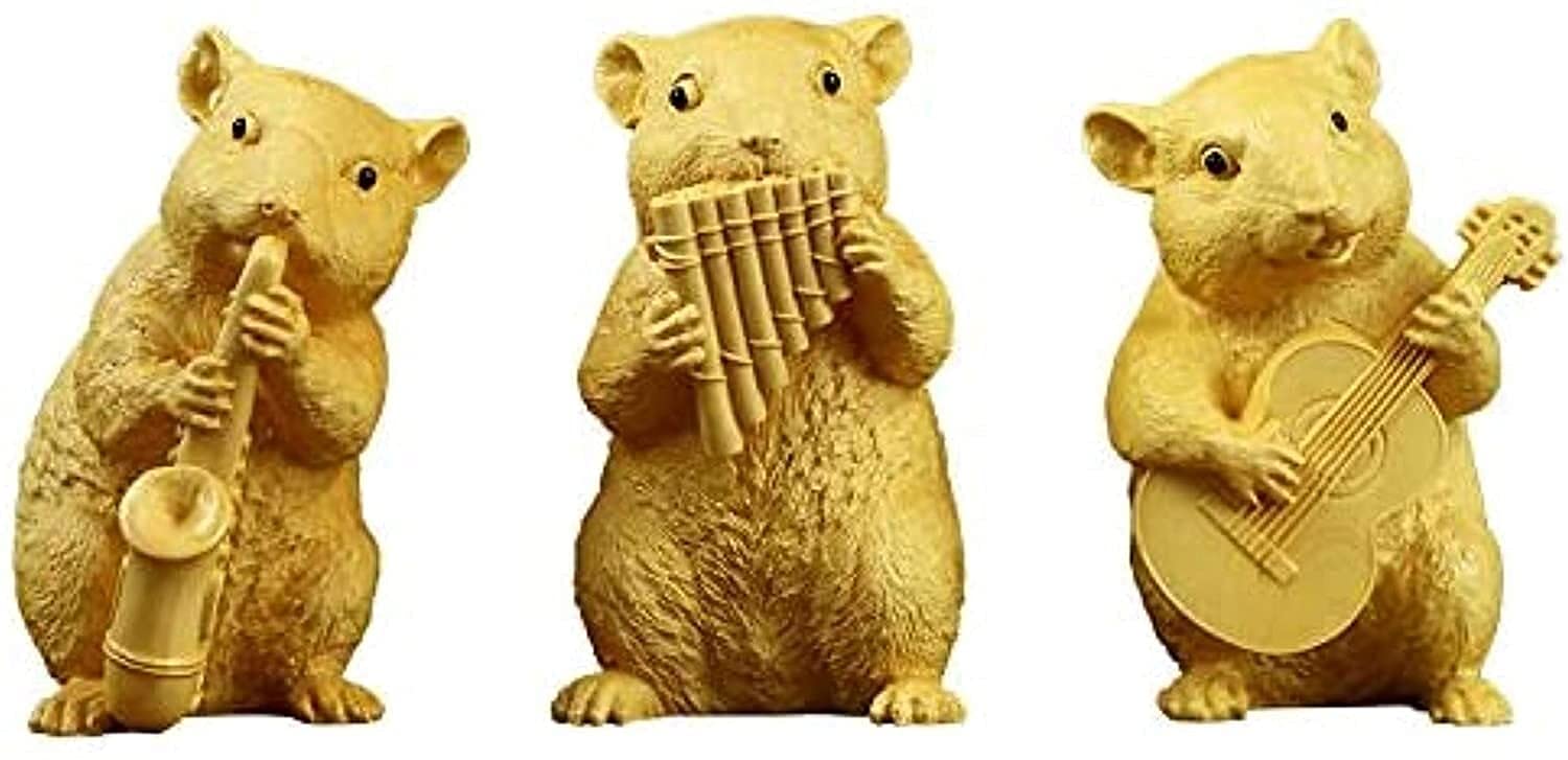 Exquisite Boxwood Zodiac Hamster Figurine - Handcrafted Mouse Sculpture for Home Decor, Artwork & Gift - Perfect for Shelf Display, Feng Shui Arrangement & Chinese New Year Celebration (Color: Default)