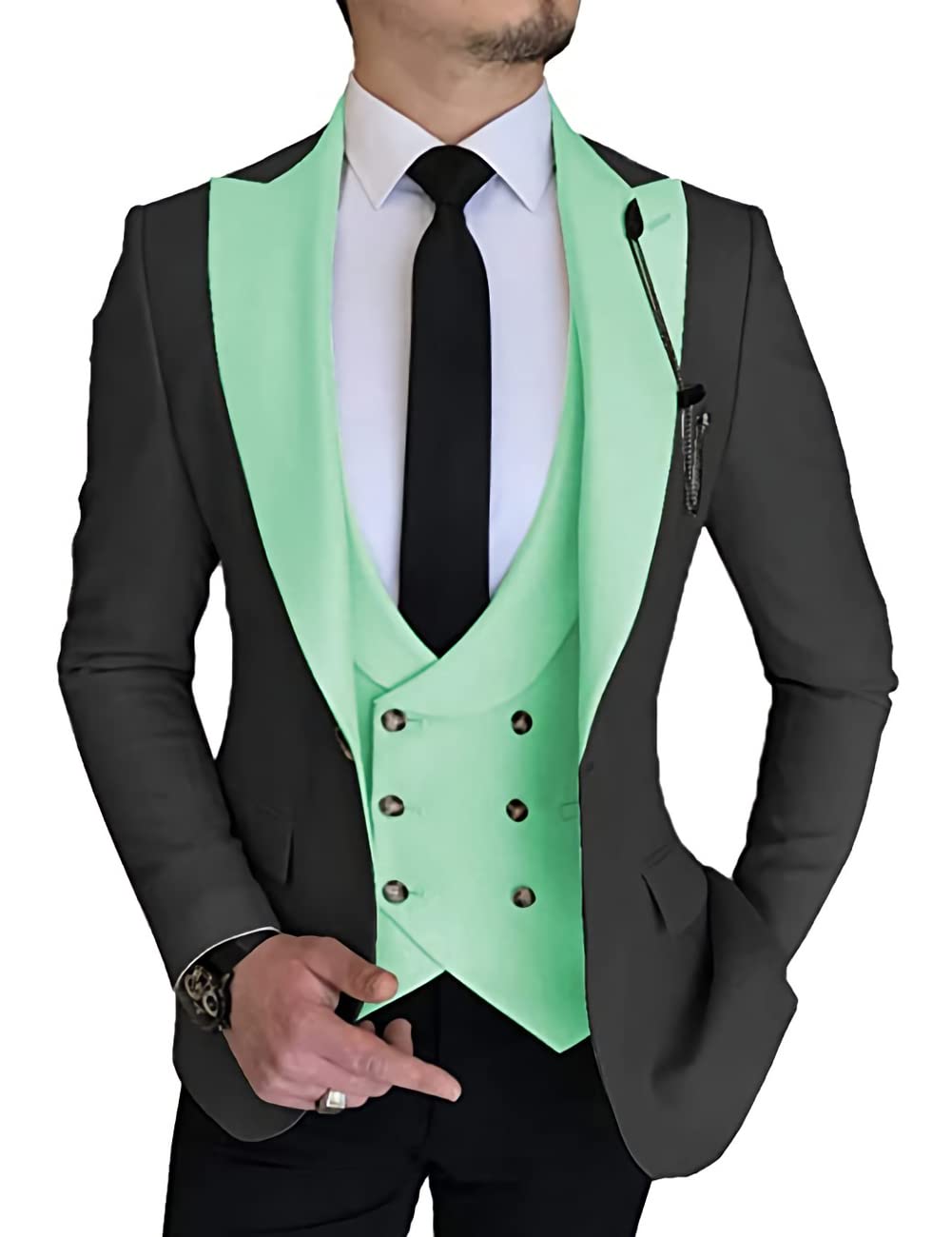Men's Slim Fit 3 Piece Suit - One Button Blazer, Vest & Pants Set for Business, Wedding & Prom | Formal Attire for Office, Groom & Special Occasions