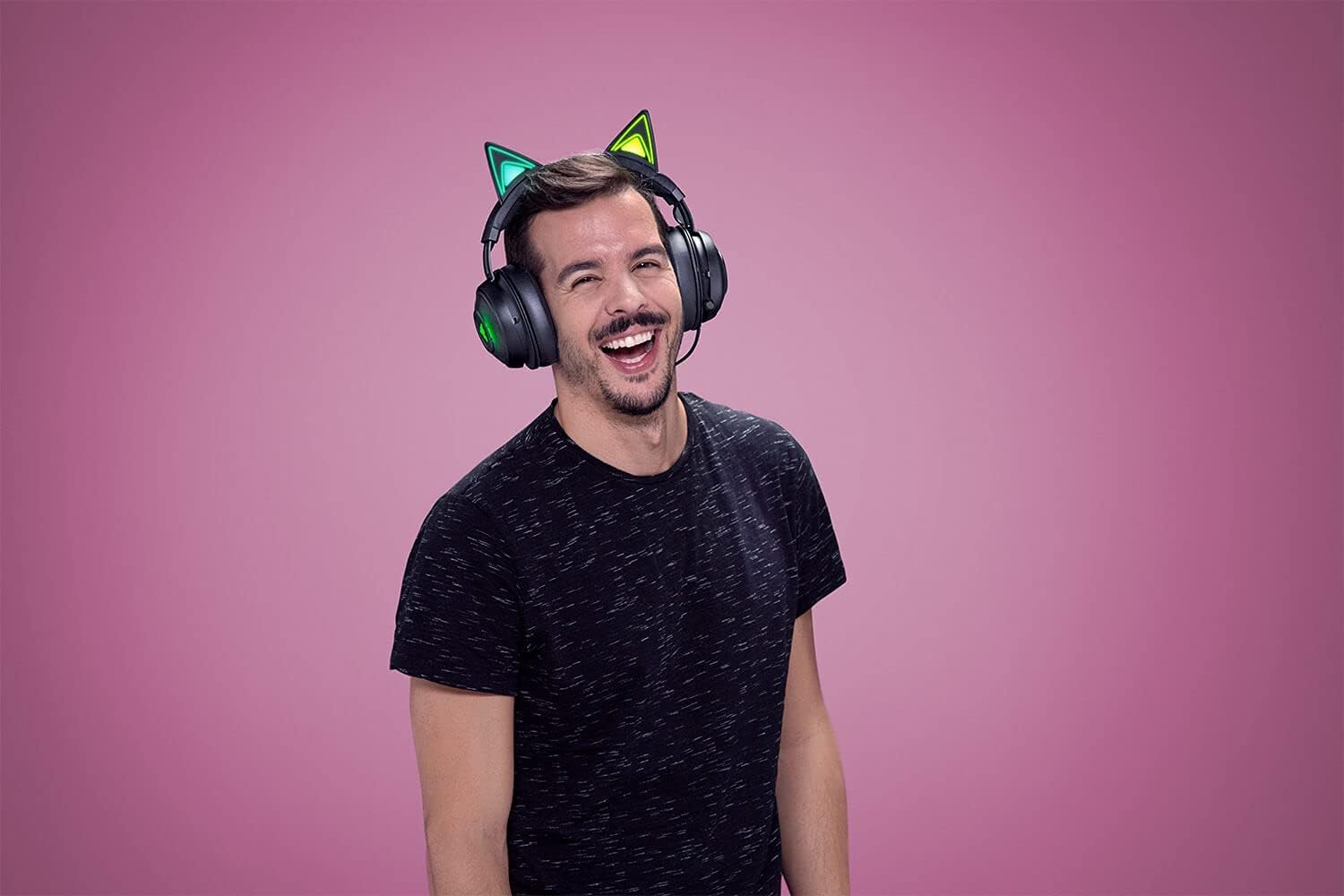 Razer Kraken Kitty Edition RGB USB Gaming Headset with Cat Ears - Wired Headphones for PC, PS4, Xbox, Switch - 50mm Drivers, Chroma Lighting, 3.5mm Audio Jack - Perfect for Streamers & Gamers (Black)