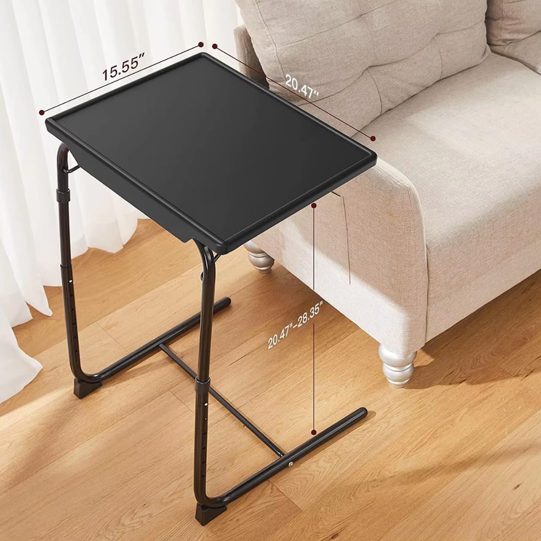 Adjustable Folding TV Tray Table with 6 Height Settings & 3 Tilt Angles - Multifunctional Bedside & Sofa Dining Tray - Perfect for Eating, Working, or Studying in Bed, Living Room, or Office