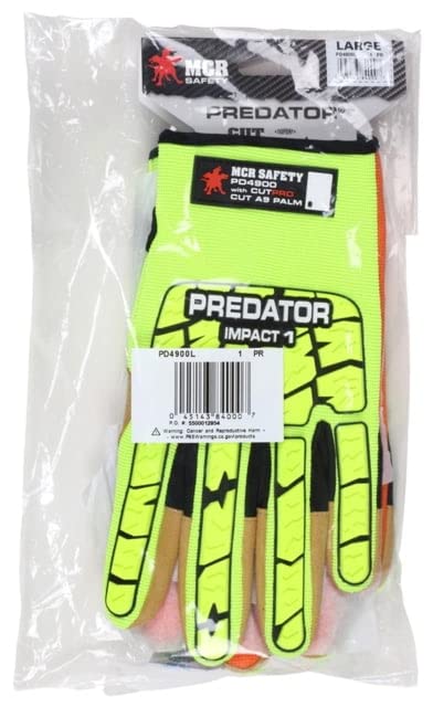 MCR Safety PD4900XL Predator Mechanic Gloves - High Visibility Cut Resistant Work Gloves (X-Large, 1 Pair) for Automotive Repair, Construction & Industrial Safety