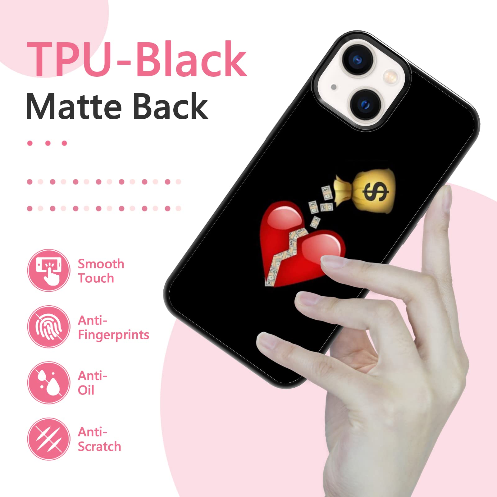 Funny Money Filling Broken Heart iPhone Case for iPhone 11/12/13 Mini/Pro/Max - Shockproof Protective Phone Cover with Adult Joke Meme Design - Perfect Gift for Teens, Men & Women (Great for Valentine's Day, Breakup Gifts & Funny Office Accessories)