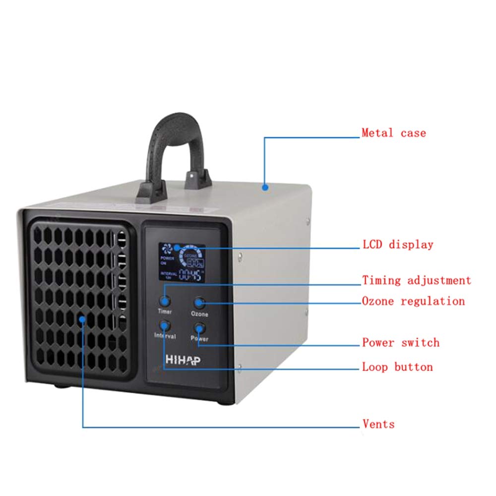 JIAN YA NA 5g/h Digital Timer Ozone Generator Air Purifier for Home, Office, and Car - Eliminates Odors, Bacteria, and Viruses in Air and Water