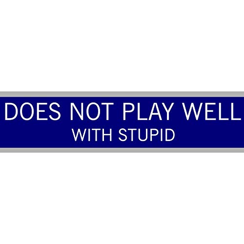 Funny Engraved Desk Name Plate - 'Does Not Play Well With Stupid' Office Sign | Personalized Office Gift for Coworkers | Perfect for Work Desks, Home Offices & Corporate Gifts