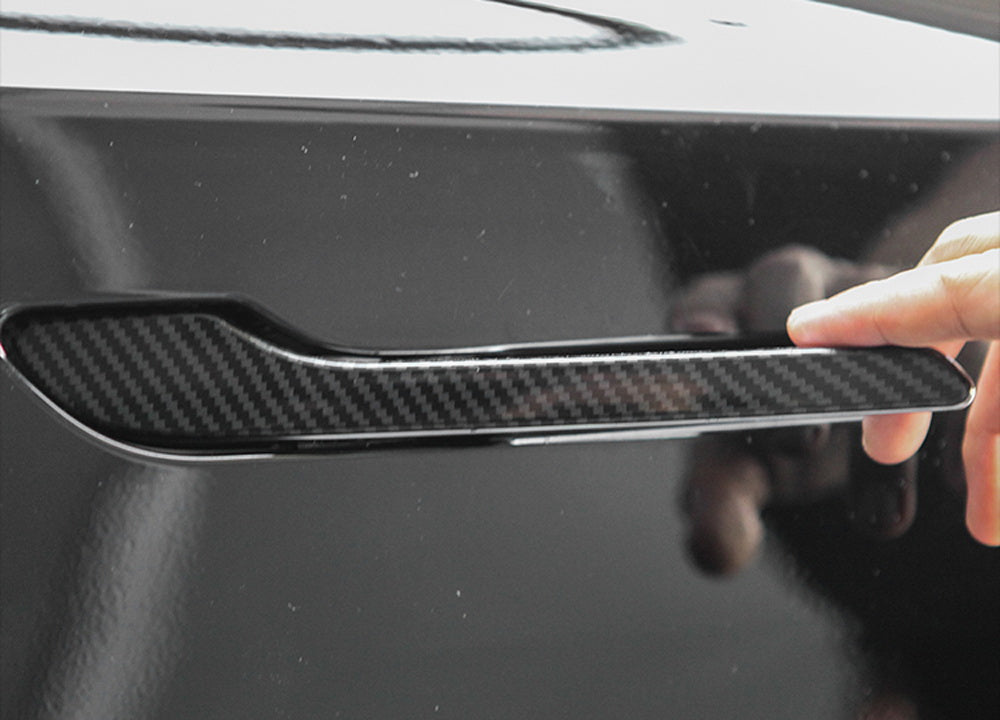 4-Piece Carbon Fiber Side Door Push Handle Cover Trims for Tesla Model 3 (2017-2023) - Premium Interior Accessories for Car Enthusiasts & Style Upgrade