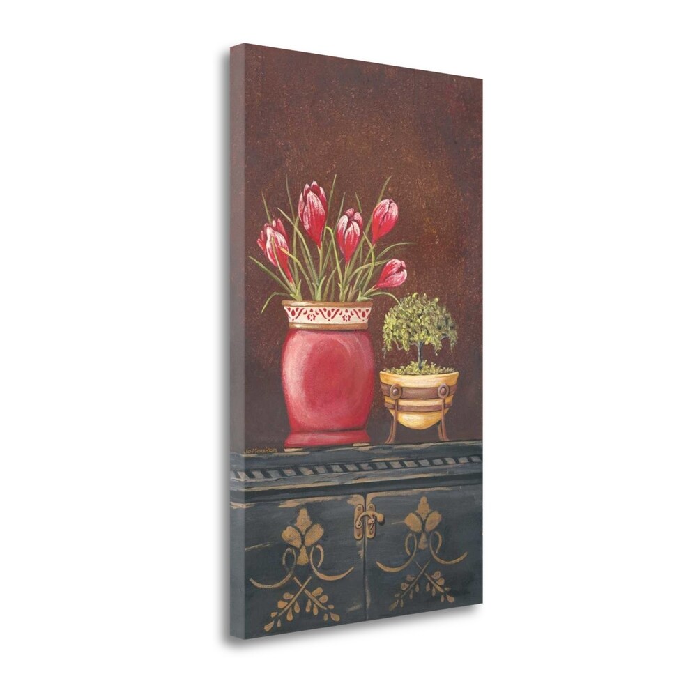 Asian Red Crocus Floral Art Print by Jo Moulton - Gallery Wrapped Canvas Giclee - Perfect for Living Room, Bedroom & Office Wall Decor