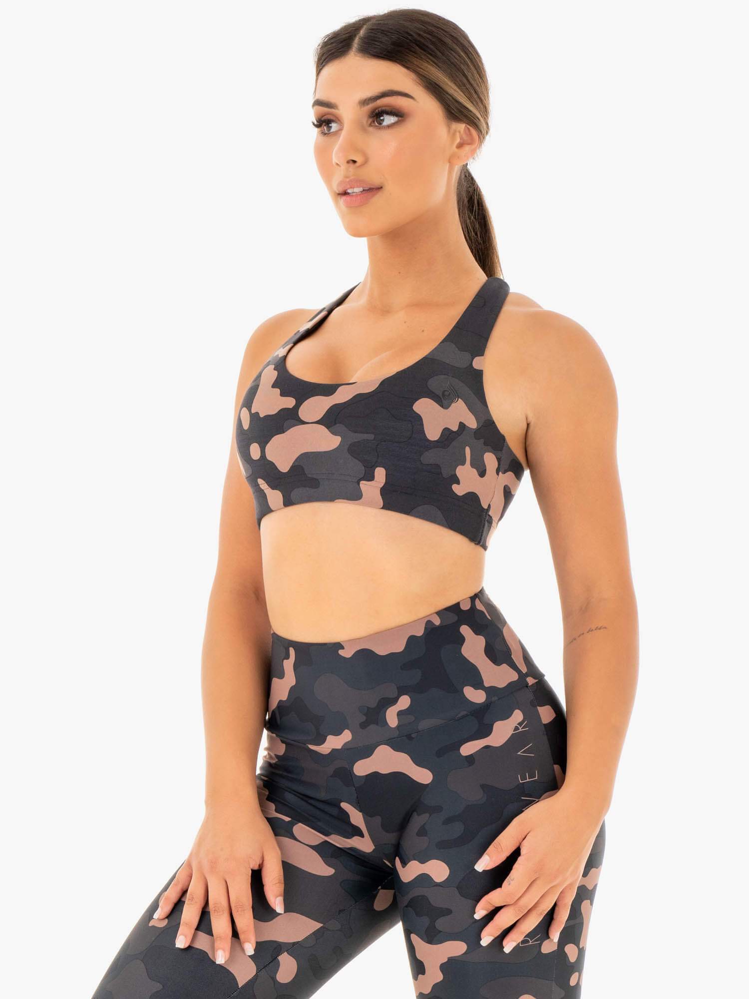 Camo Sports Bra for Women - Rose Camo Pattern Workout Top for Running, Yoga & Gym - Comfortable & Breathable Activewear