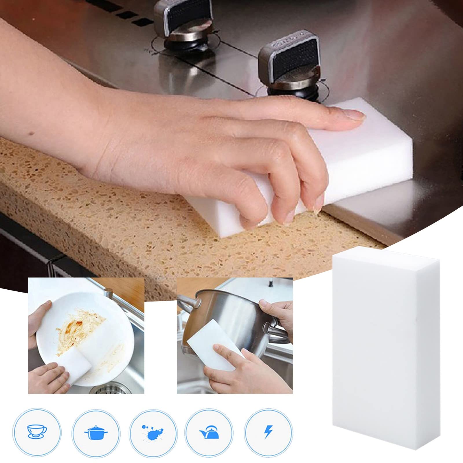 20 Pack Melamine Sponge Cleaning Pads - Multi-Purpose Magic Eraser for Kitchen, Bathroom & Household Cleaning - Heavy Duty Foam Scrubber for Dishes, Stains & Tough Grime (Perfect for Sinks, Tiles & Appliances)