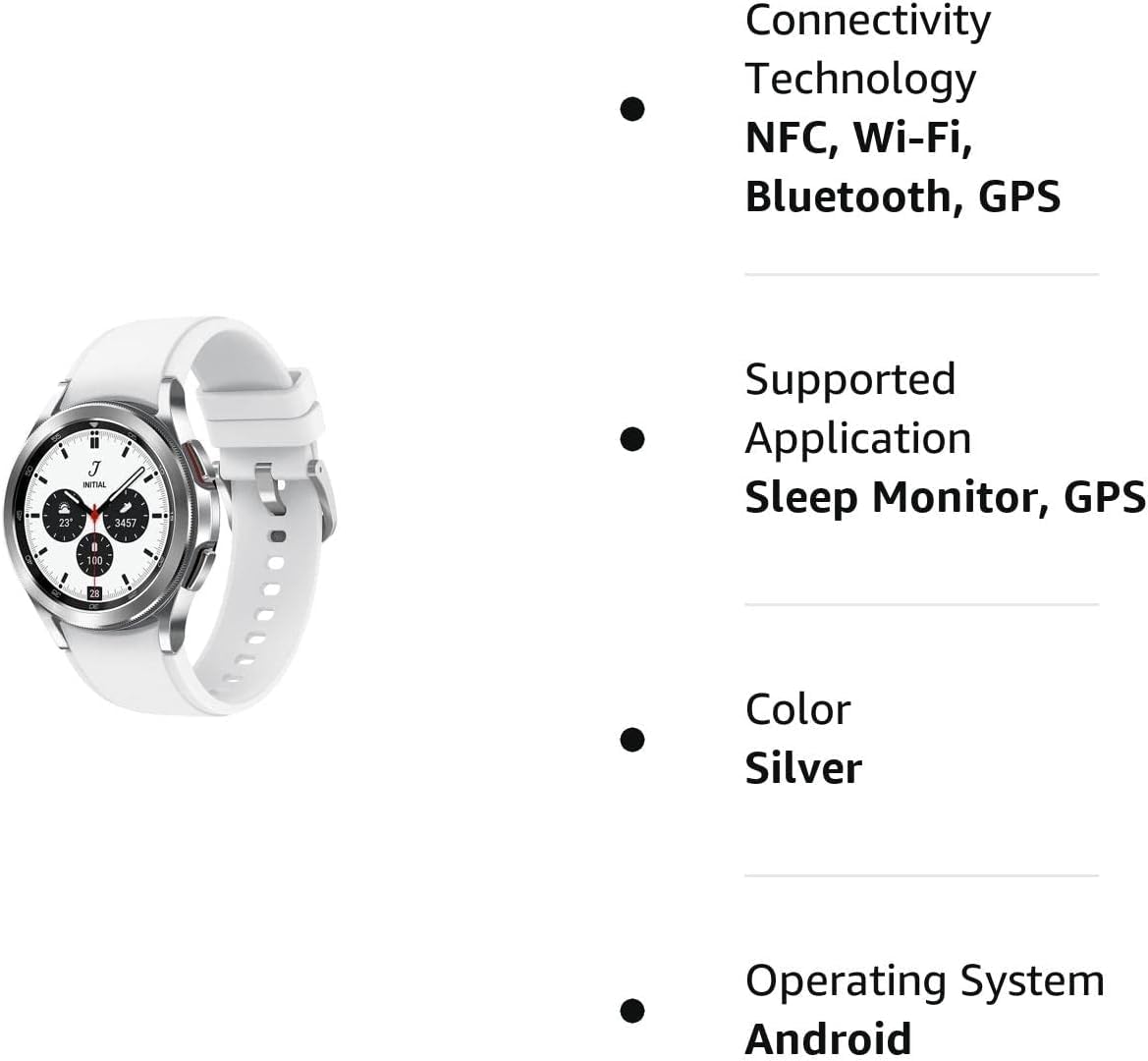 SAMSUNG Galaxy Watch 4 44mm Smartwatch with Bonus Band (Black) - ECG Monitor, Fitness Tracker for Running, Sleep & Heart Rate, GPS Fall Detection, Bluetooth - US Version (Silver) | Perfect for Workouts, Health Monitoring & Everyday Wear