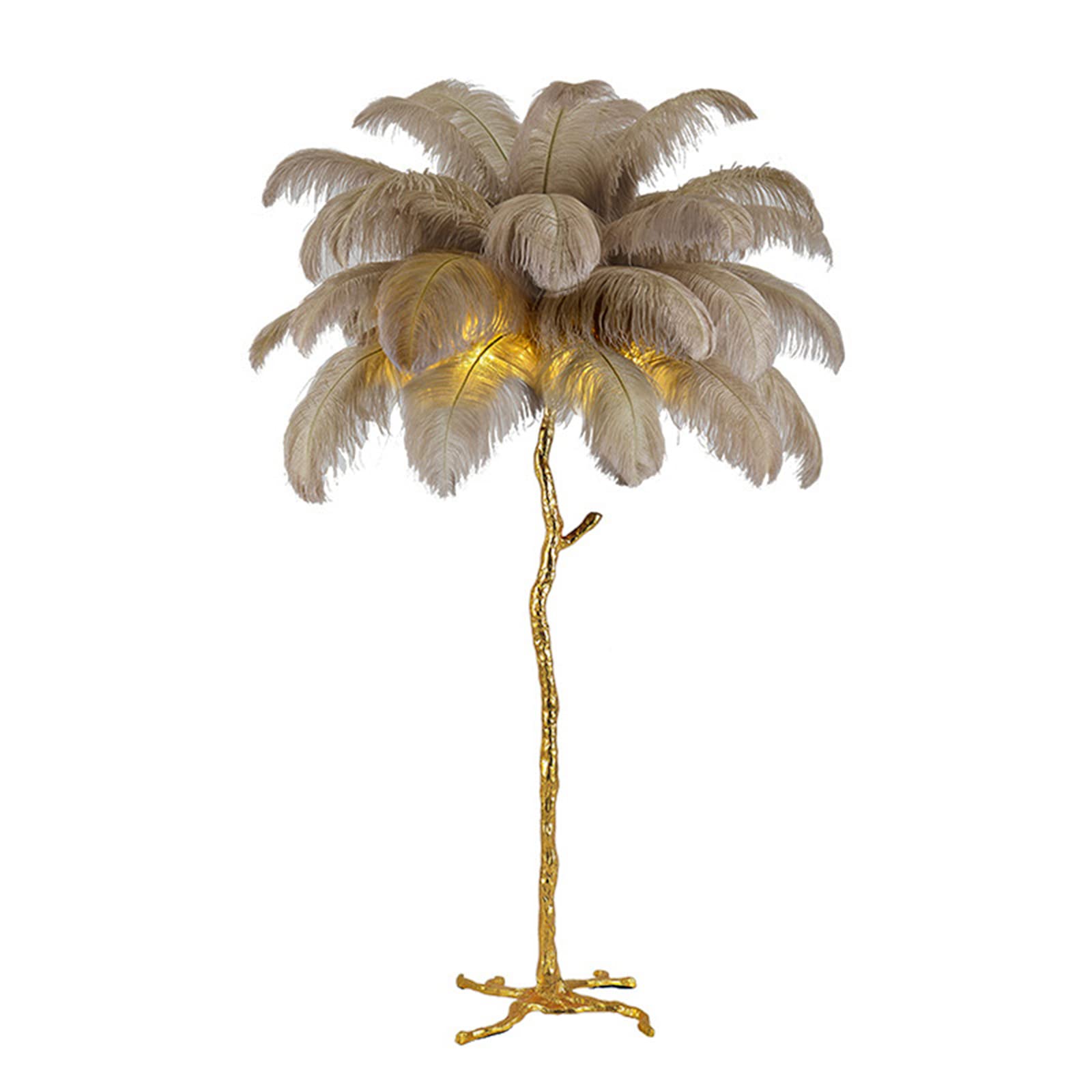Natural Ostrich Feather Floor Lamp - Modern LED Dimmable Standing Light for Bedroom, Living Room & Office | 47-inch Tall Corner Lamp with Romantic Ambience | Perfect for Reading, Dining & Home Decor (Brown)