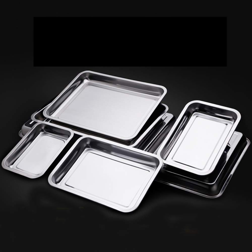 Premium Stainless Steel Square Storage Trays - Heavy Duty Rectangular Serving Plates for BBQ, Rice Dishes & Kitchen Organization (27x20x2cm) - Perfect for Restaurants, Picnics & Home Cooking