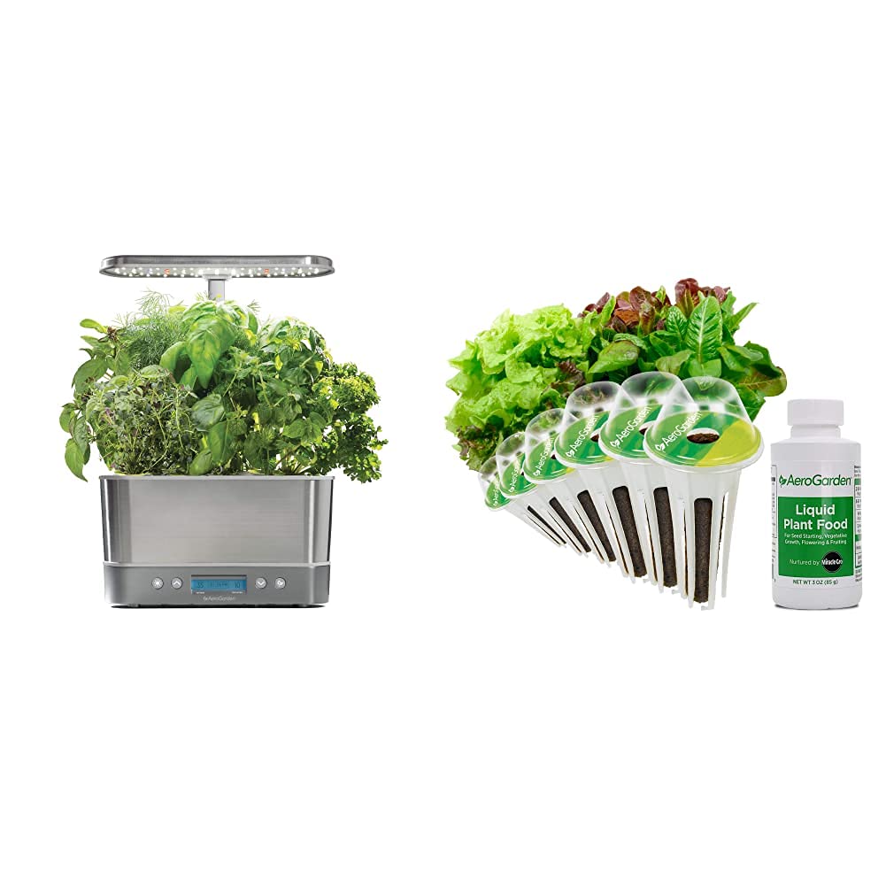 AeroGarden Harvest Elite LED Indoor Hydroponic Garden System with Heirloom Salad Greens Seed Pod Kit - Perfect for Home Gardening, Fresh Herbs & Vegetables Year-Round