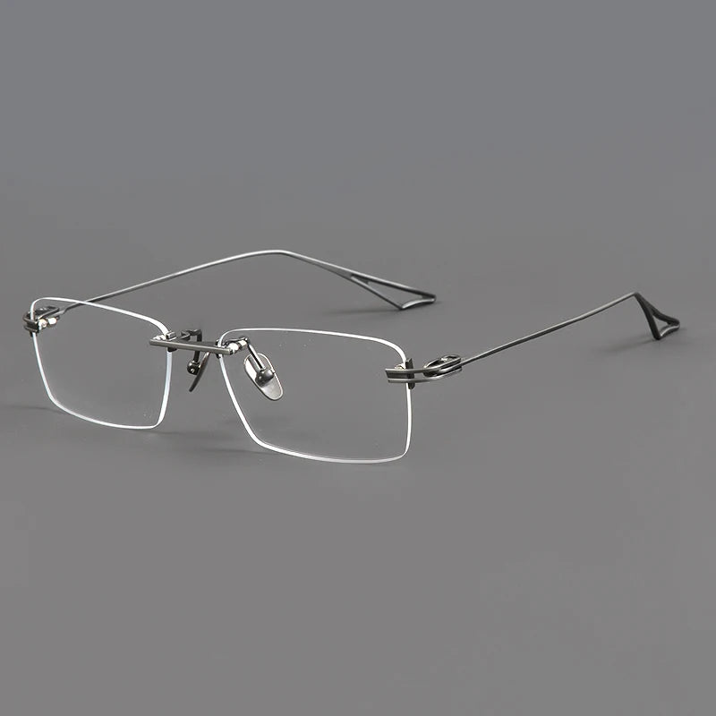 Aimee Unisex Rimless Big Square Titanium Eyeglasses 30419 - Lightweight Durable Frame for Men & Women - Perfect for Reading, Work, and Everyday Fashion