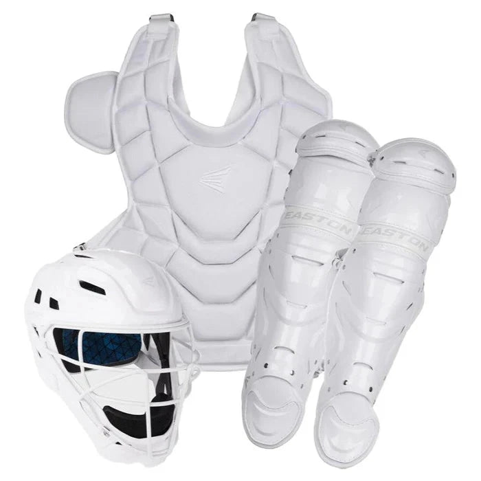 Easton Gametime Whiteout (Solid White) Adult Catcher's Set - A165427 | Baseball & Softball Equipment for Catchers | Perfect for Training & Games