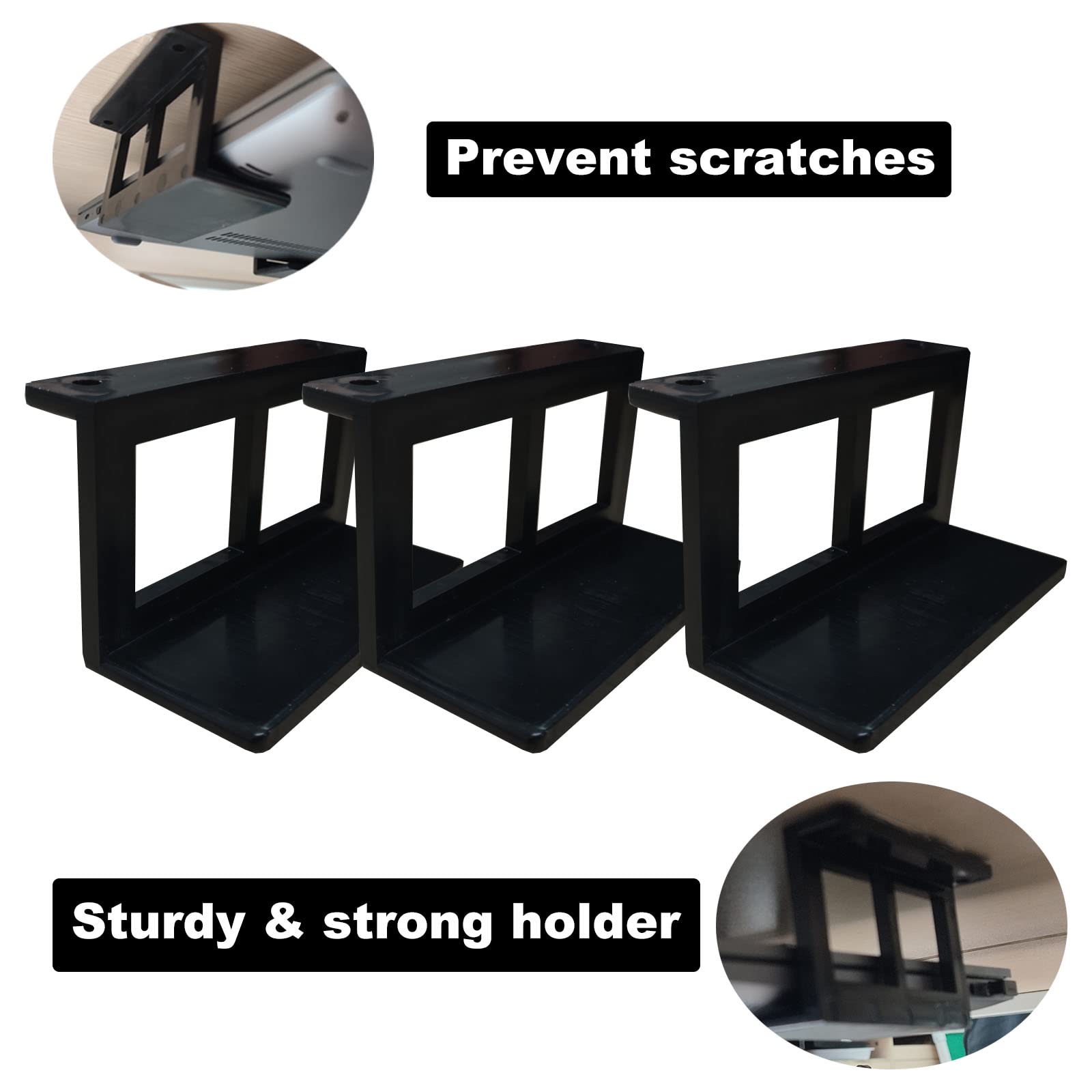 PIAOLGYI Under Desk Laptop Mount Holder with Screws - Universal Bracket for PS4, Cable Box, MacBook, Laptops Up to 1.9