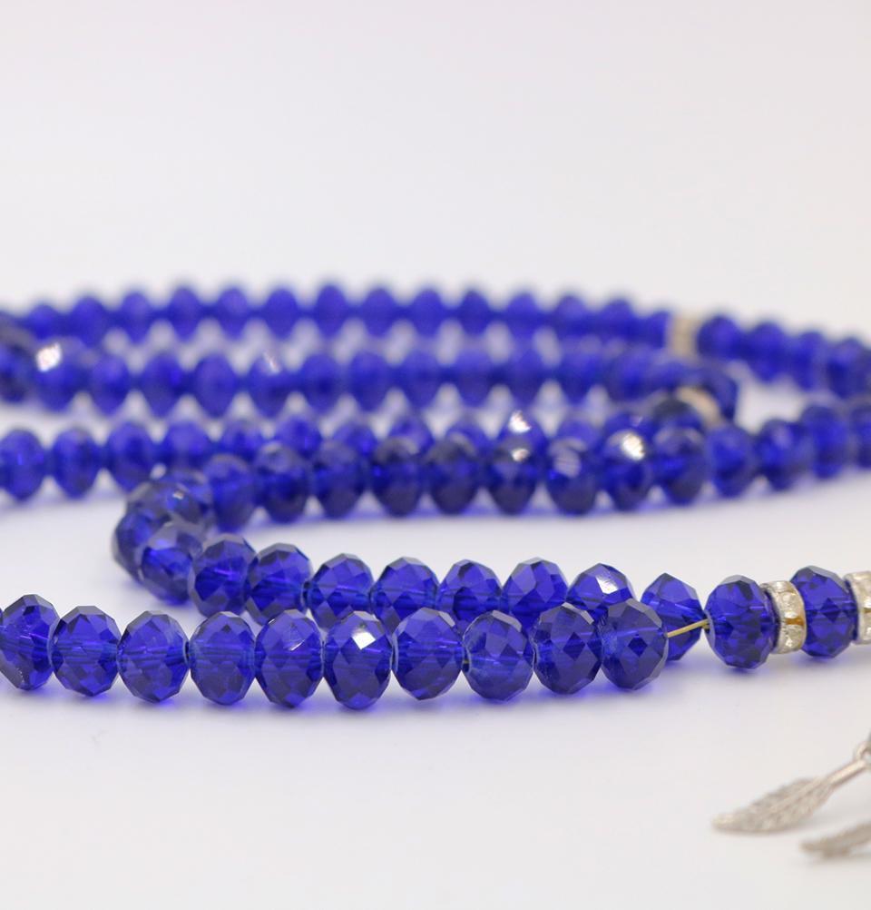 Premium Islamic Tasbih - 99 Crystal Cut Acrylic Prayer Beads for Muslim Worship (Blue) - Perfect for Daily Dhikr, Salah & Spiritual Meditation