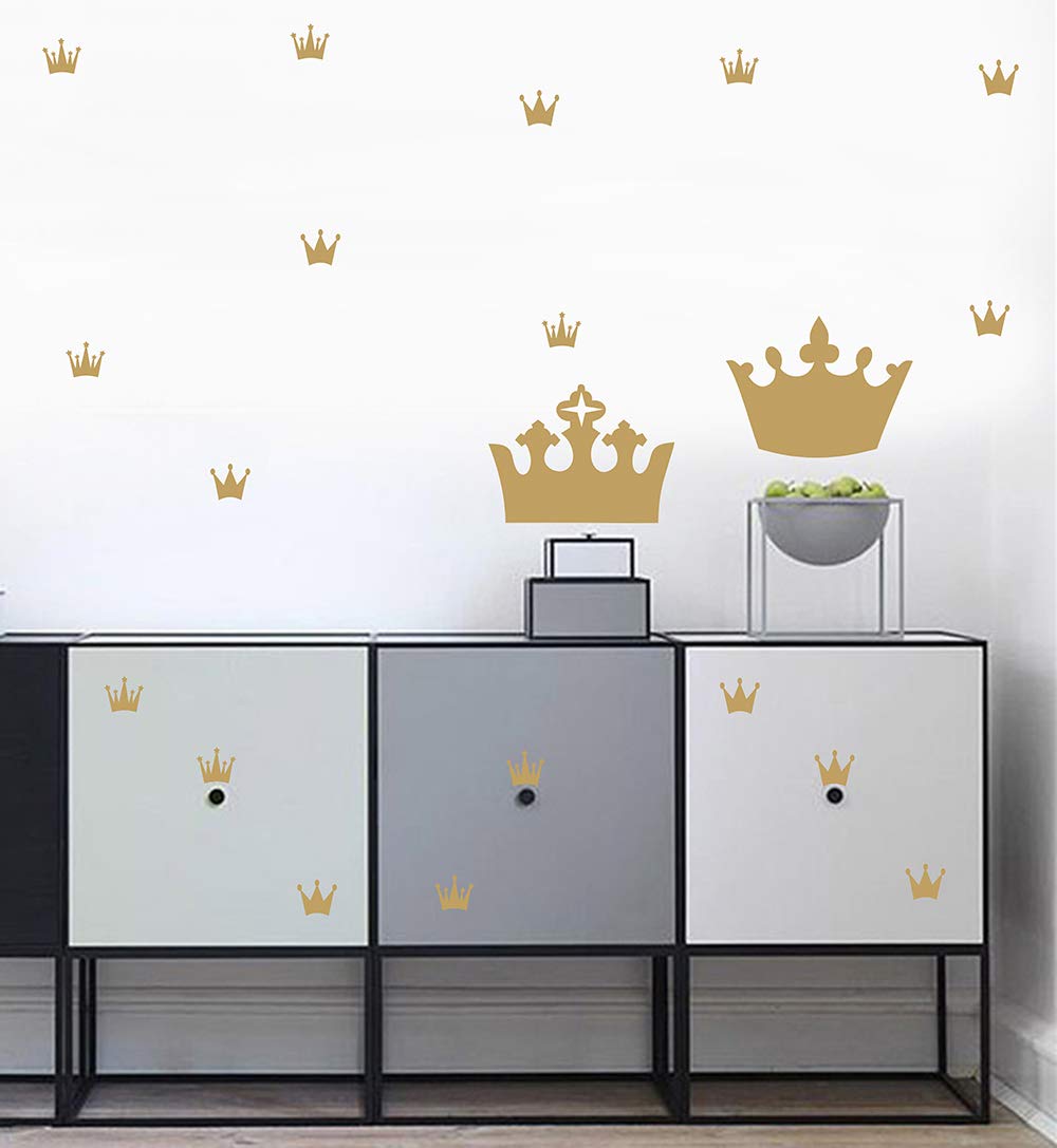 Metallic Vinyl Princess Crown Peel & Stick Wall Decals for Girls' Bedroom & Nursery - Self-Adhesive Wall Stickers for Kids Room Decor, Birthday Party & Princess Theme Decorations
