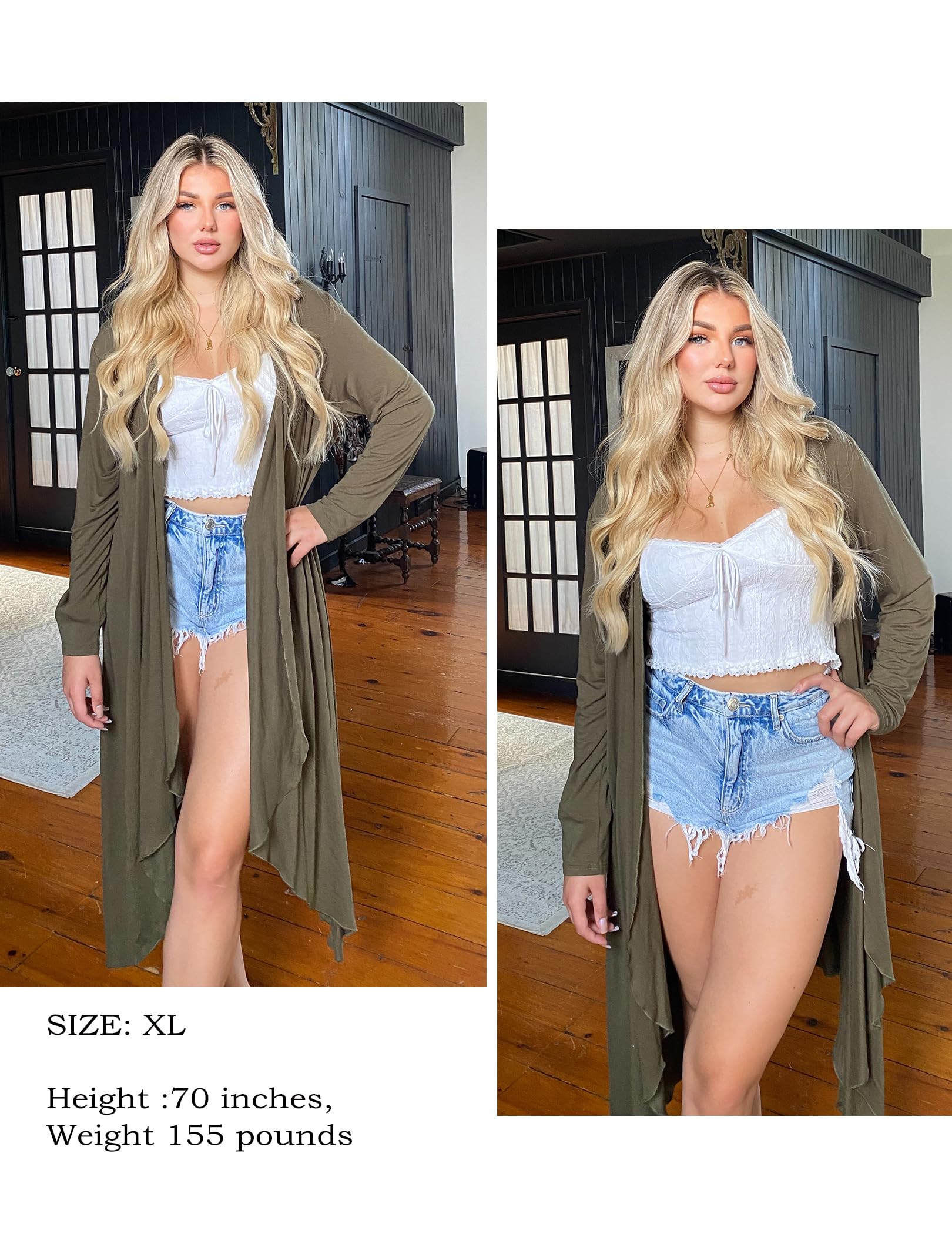 IN'VOLAND Plus Size Women's Lightweight Long Sleeve Open Front Drape Cardigan - Soft Long Duster Sweater (Sizes L-5XL) | Perfect for Office, Casual Wear & Layering in Fall/Winter
